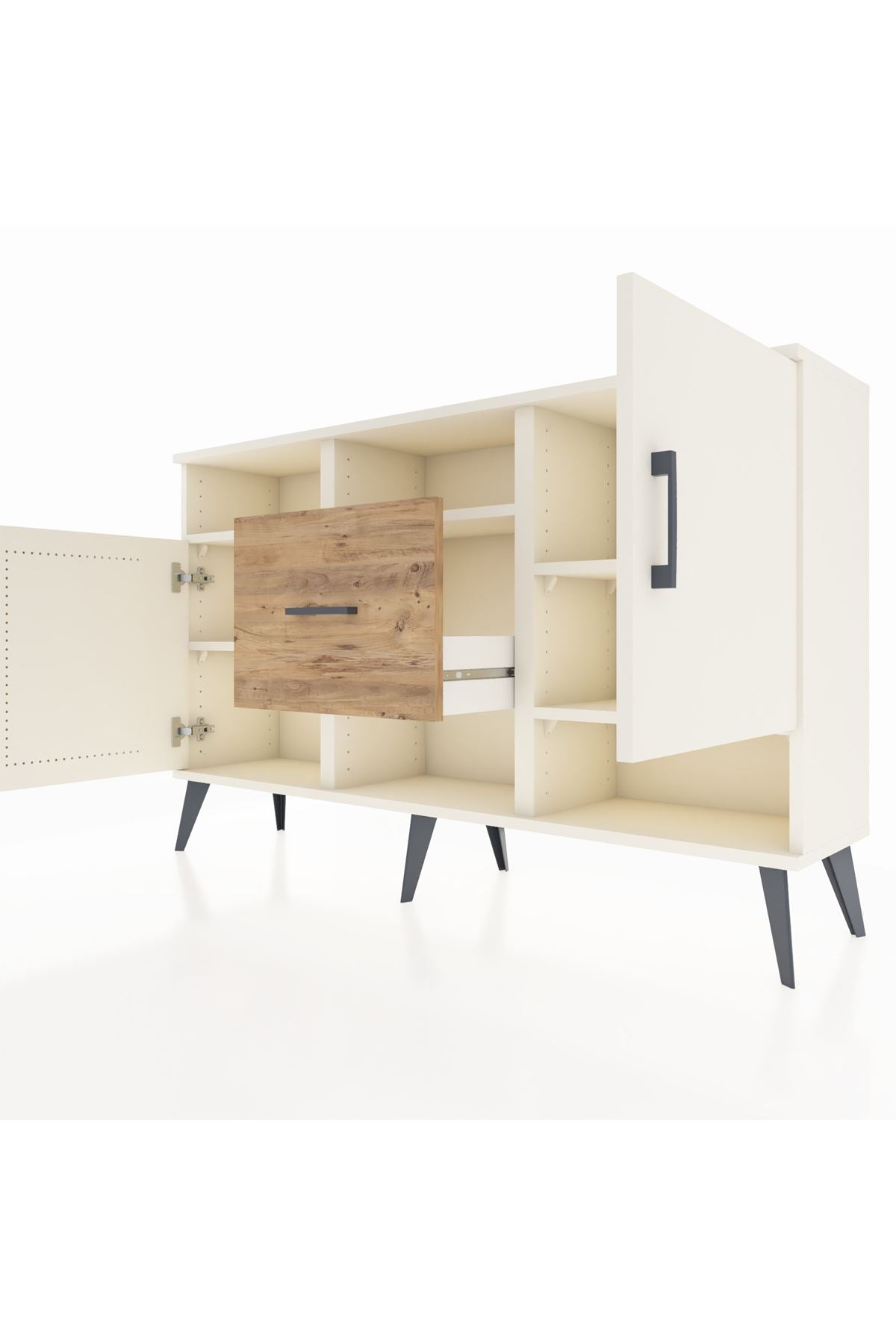 Arges Konsol 5 Raflı Tek Çekmeceli 2 Kapaklı 132x30x83 - S144M008V06A