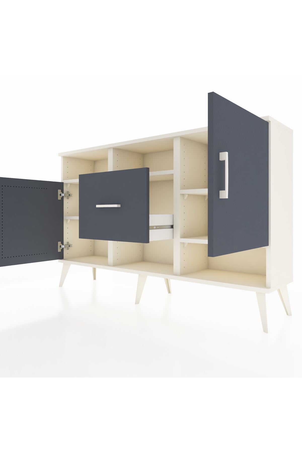 Arges Konsol 5 Raflı Tek Çekmeceli 2 Kapaklı 132x30x83 - S144M008V08A