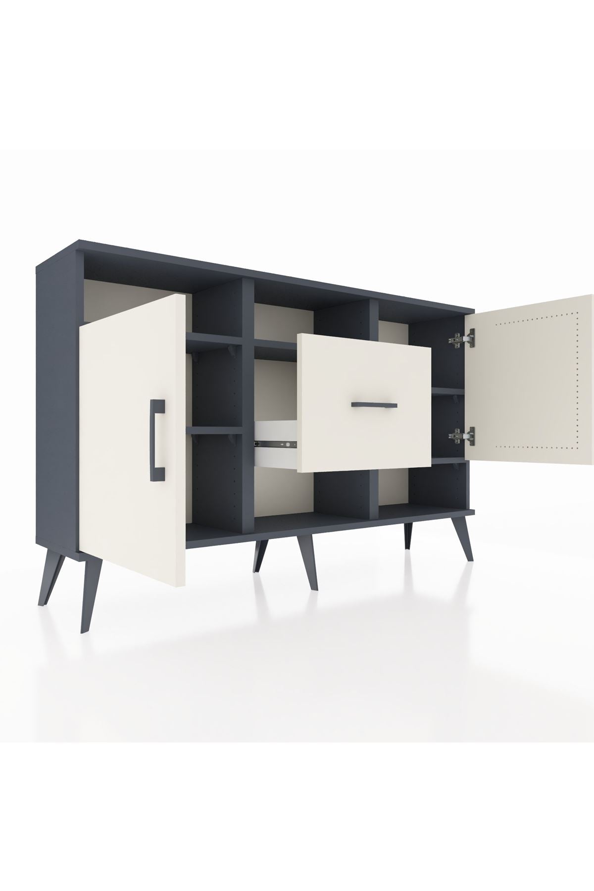 Arges Konsol 5 Raflı Tek Çekmeceli 2 Kapaklı 132x30x83 - S144M008V13A