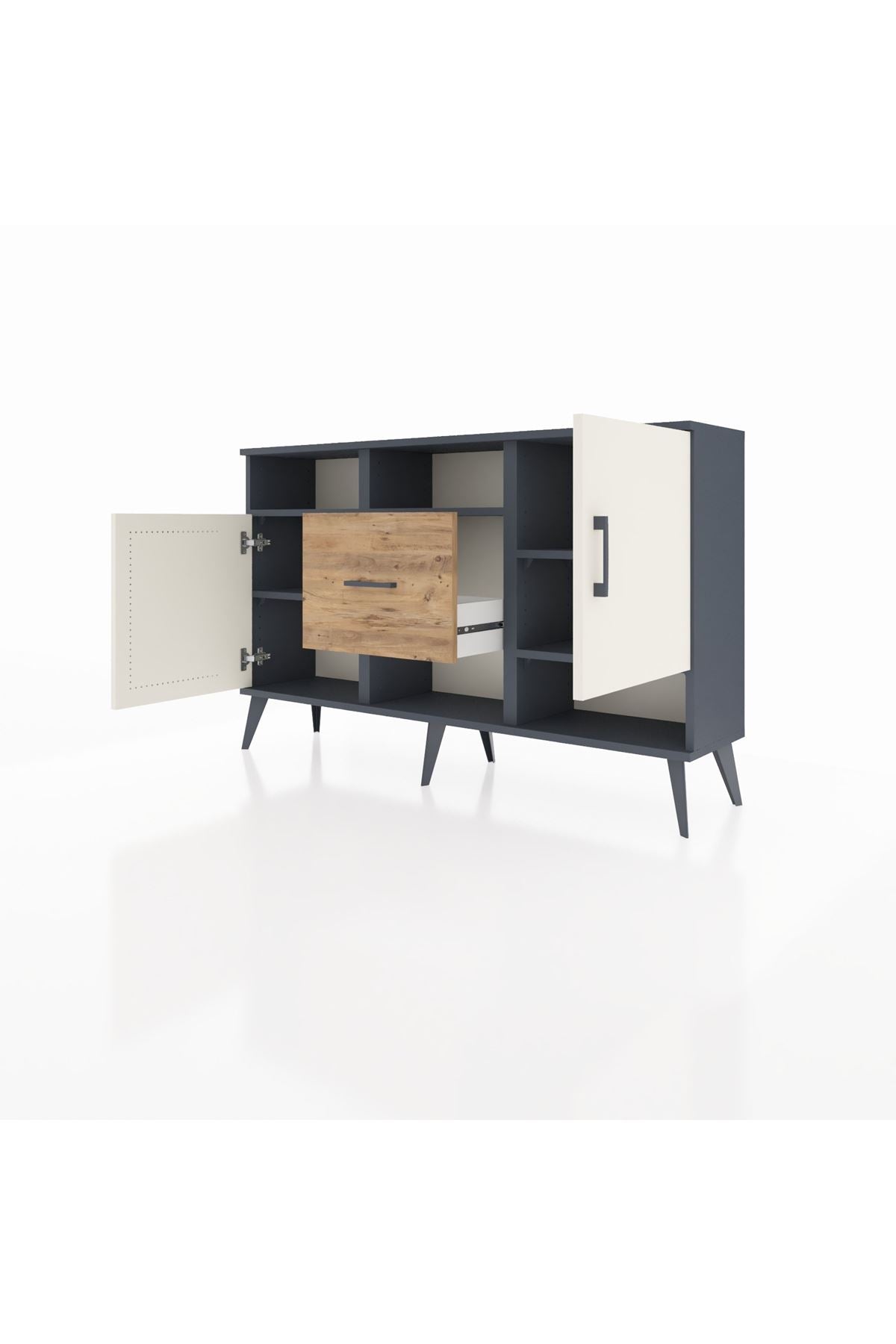 Arges Konsol 5 Raflı Tek Çekmeceli 2 Kapaklı 132x30x83 - S144M008V15A