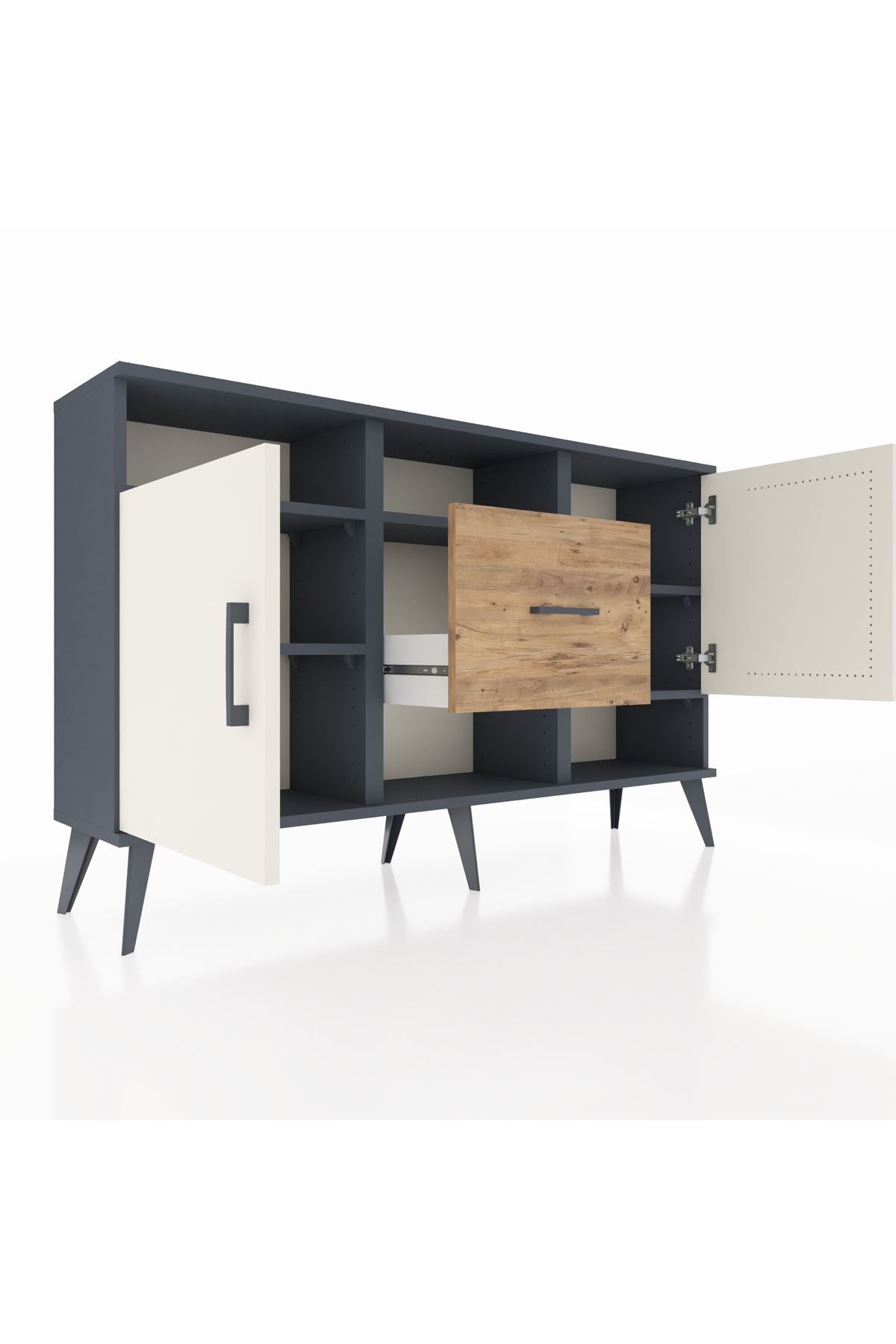 Arges Konsol 5 Raflı Tek Çekmeceli 2 Kapaklı 132x30x83 - S144M008V15A