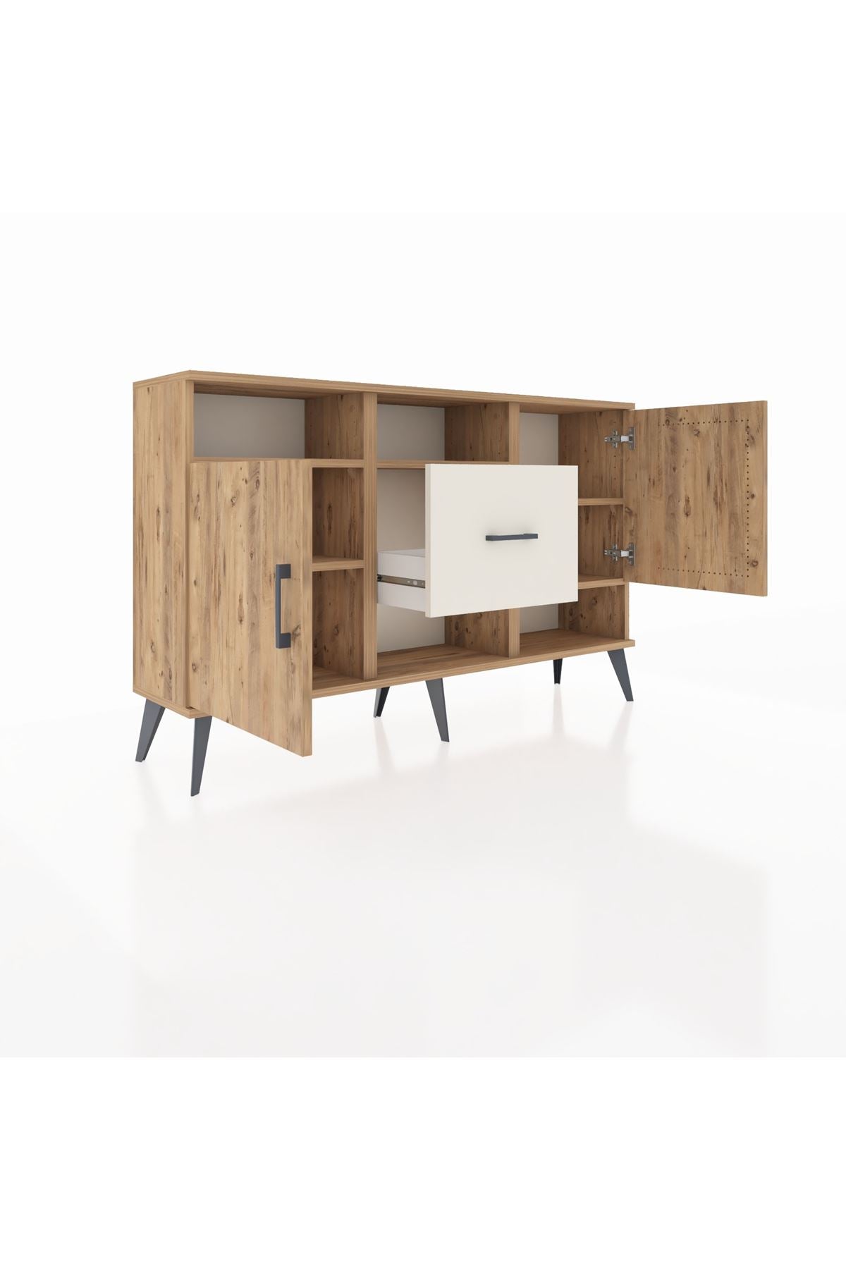 Arges Konsol 5 Raflı Tek Çekmeceli 2 Kapaklı 132x30x83 - S144M008V19A