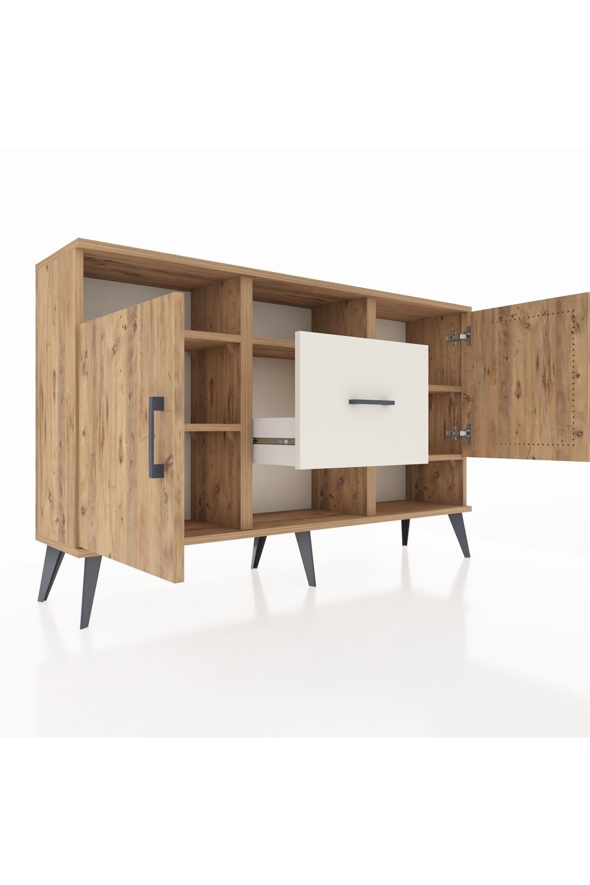Arges Konsol 5 Raflı Tek Çekmeceli 2 Kapaklı 132x30x83 - S144M008V19A