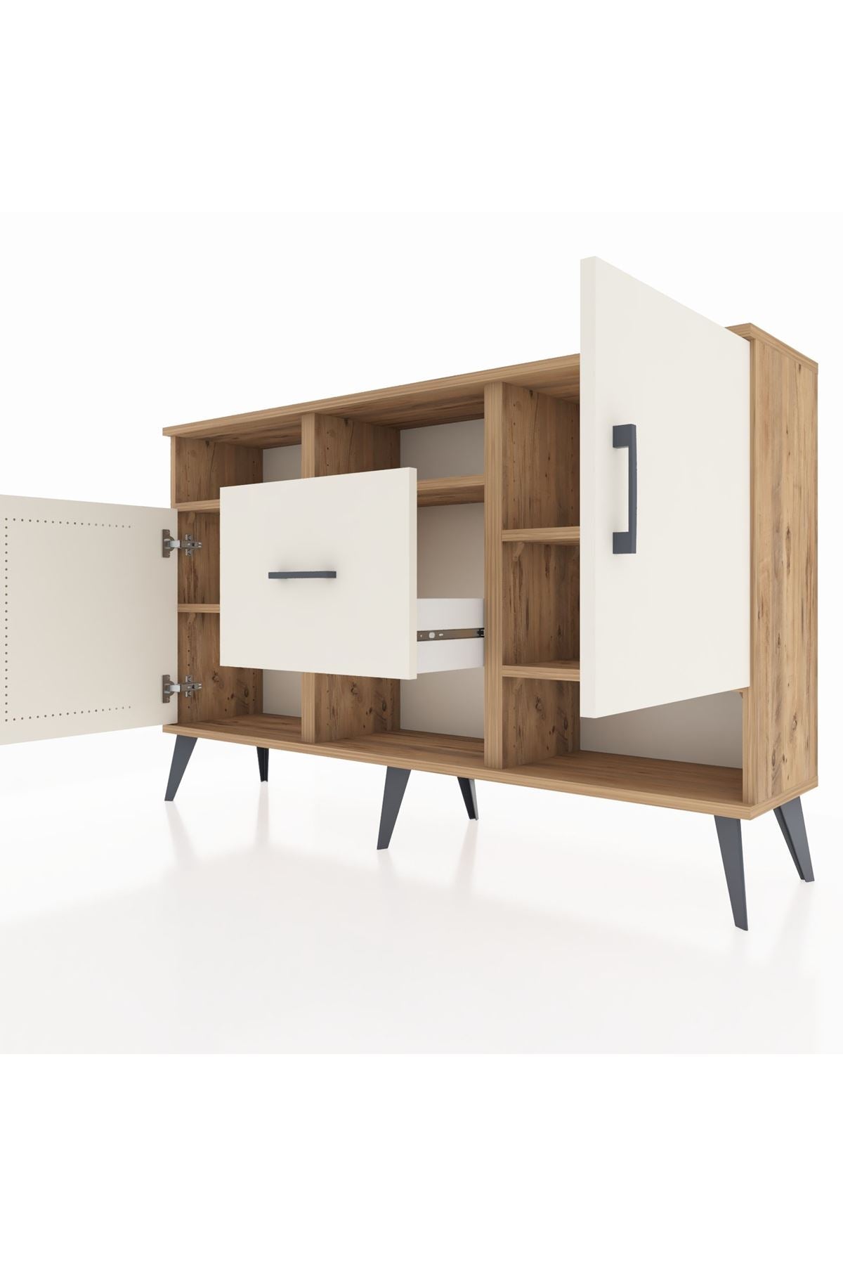 Arges Konsol 5 Raflı Tek Çekmeceli 2 Kapaklı 132x30x83 - S144M008V22A