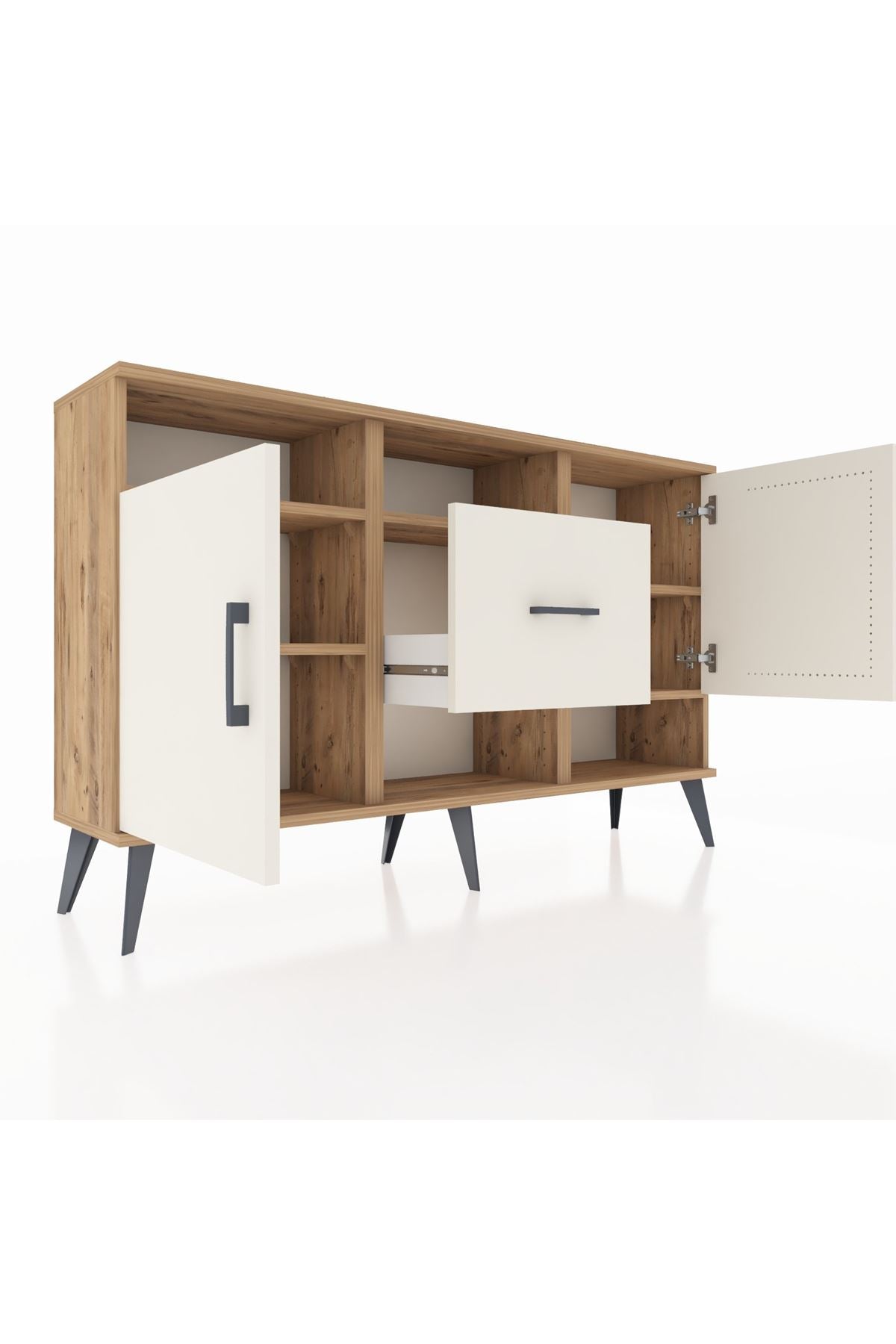 Arges Konsol 5 Raflı Tek Çekmeceli 2 Kapaklı 132x30x83 - S144M008V22A