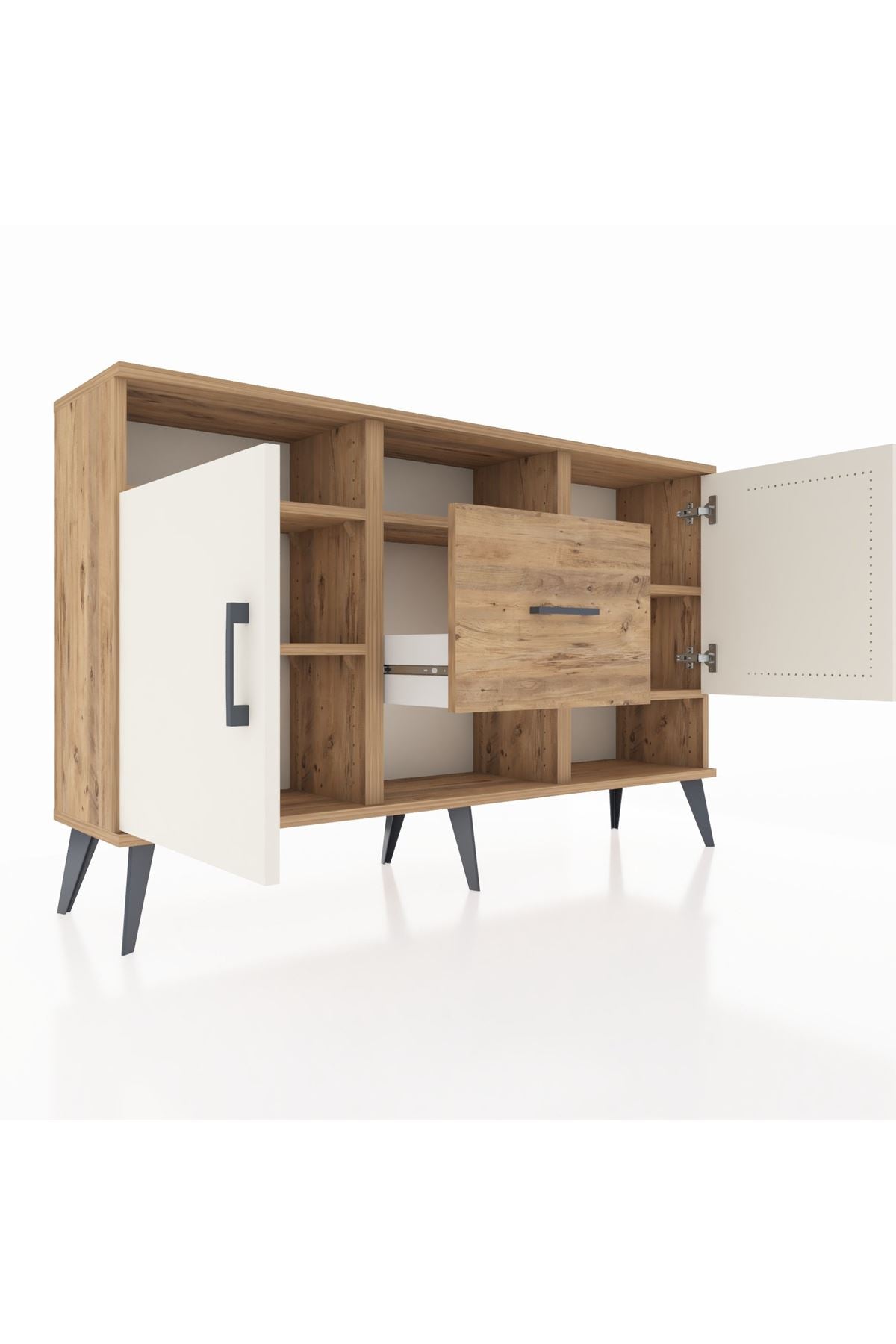 Arges Konsol 5 Raflı Tek Çekmeceli 2 Kapaklı 132x30x83 - S144M008V24A