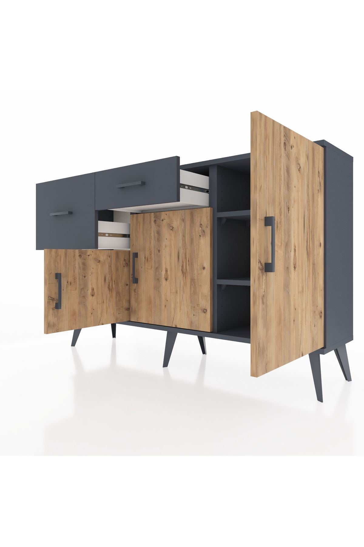 Arges Konsol 3 Raflı 2 Çekmeceli 3 Kapaklı 132x30x83 - S144M009V11A