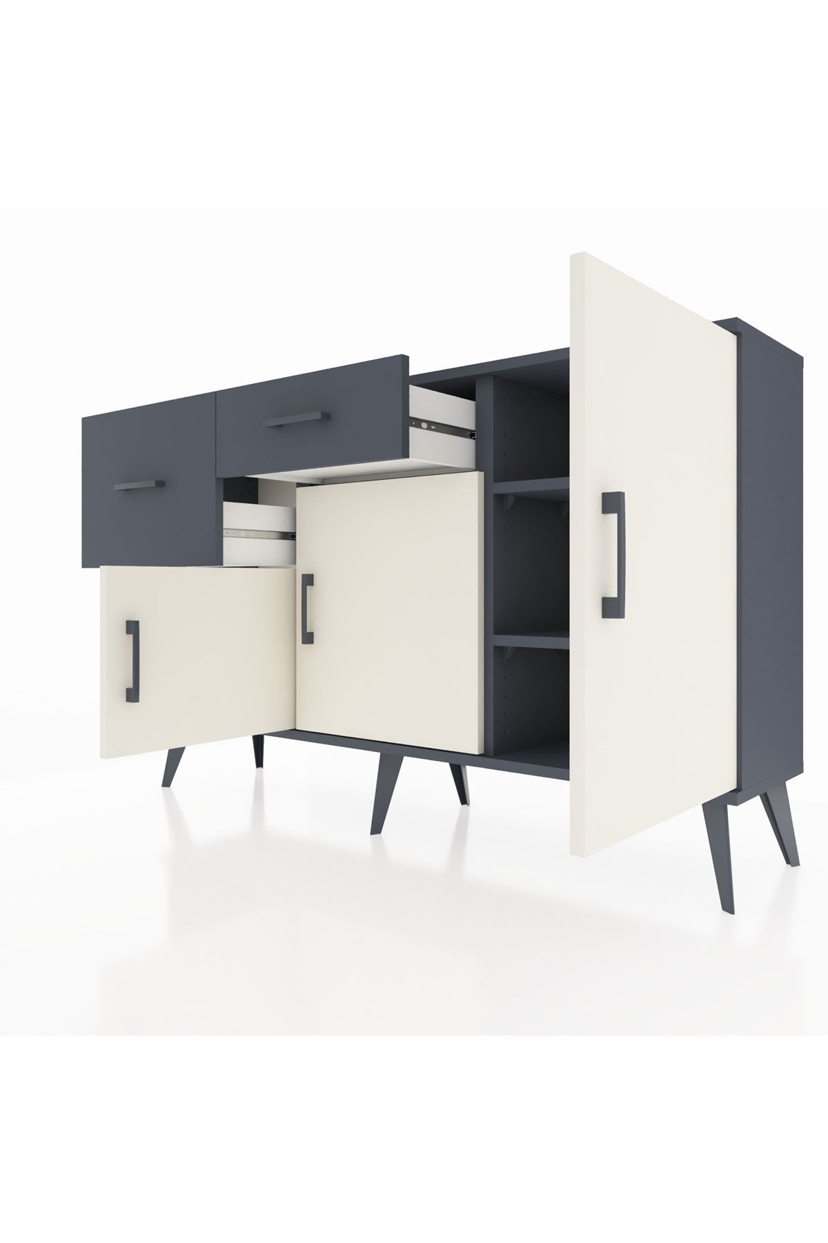 Arges Konsol 3 Raflı 2 Çekmeceli 3 Kapaklı 132x30x83 - S144M009V14A
