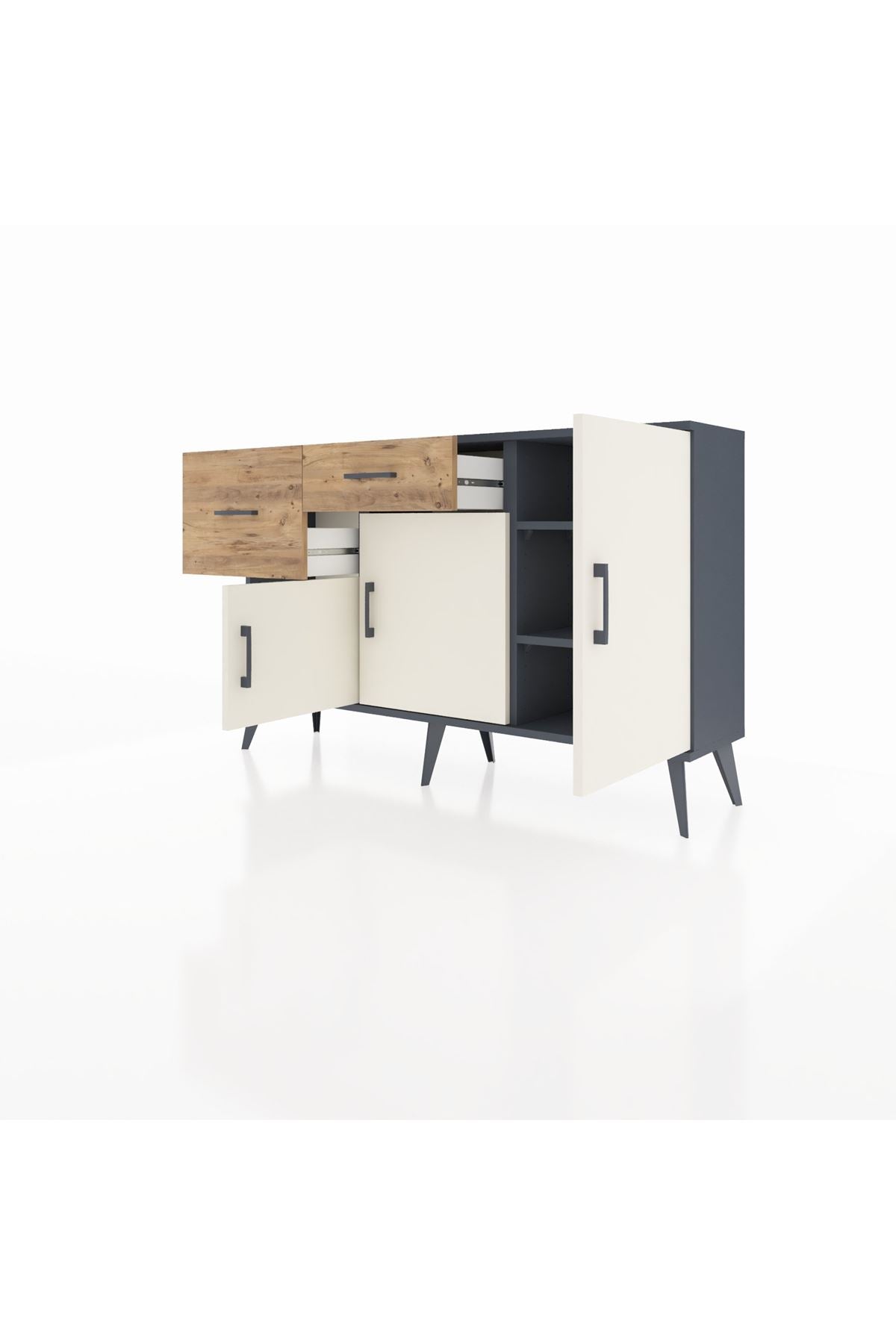 Arges Konsol 3 Raflı 2 Çekmeceli 3 Kapaklı 132x30x83 - S144M009V15A