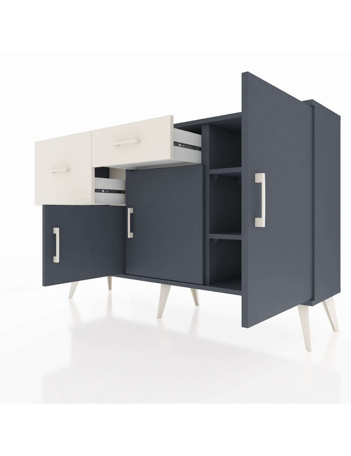 Arges Konsol 3 Raflı 2 Çekmeceli 3 Kapaklı 132x30x83 - S144M009V16A