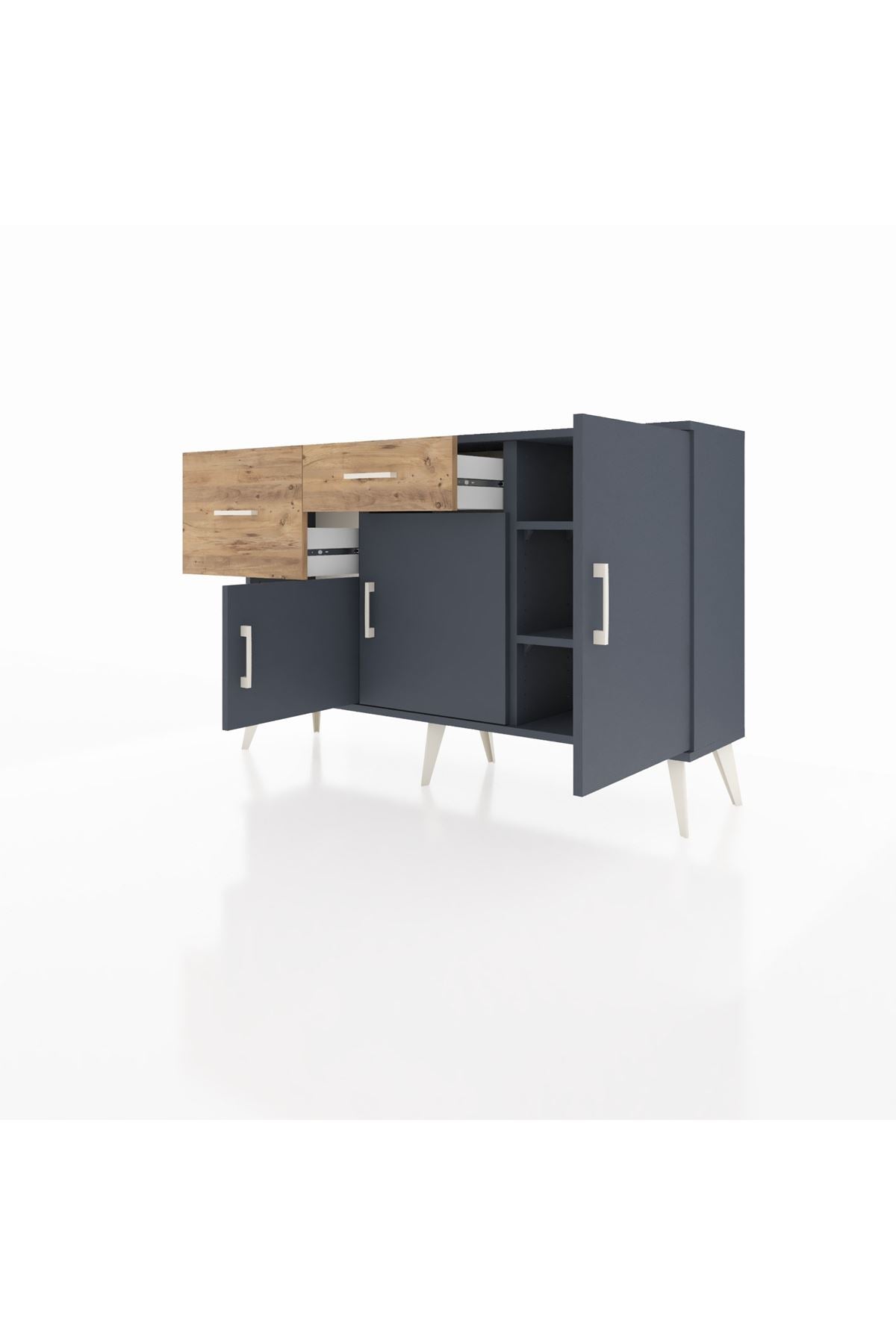 Arges Konsol 3 Raflı 2 Çekmeceli 3 Kapaklı 132x30x83 - S144M009V18A