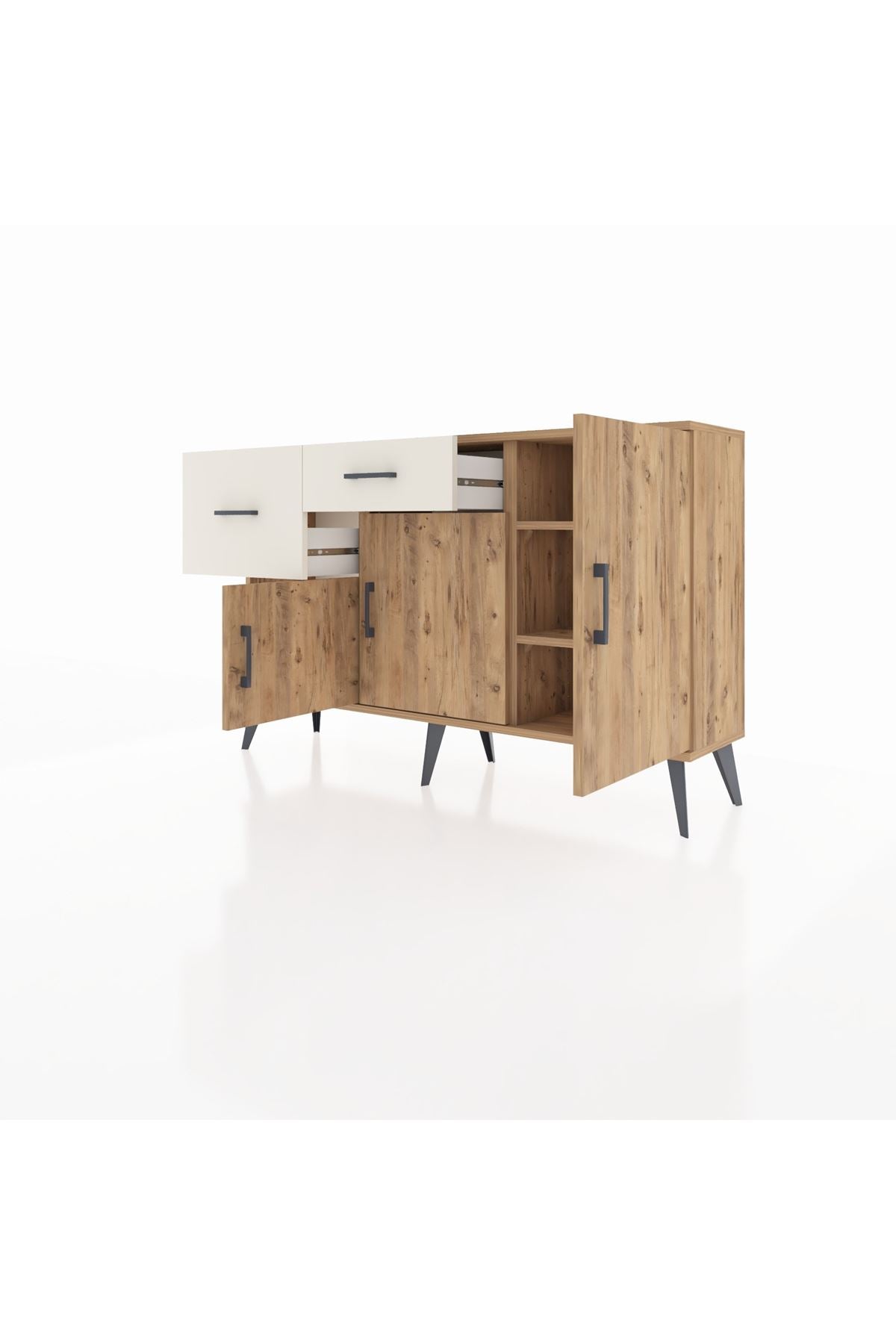 Arges Konsol 3 Raflı 2 Çekmeceli 3 Kapaklı 132x30x83 - S144M009V19A