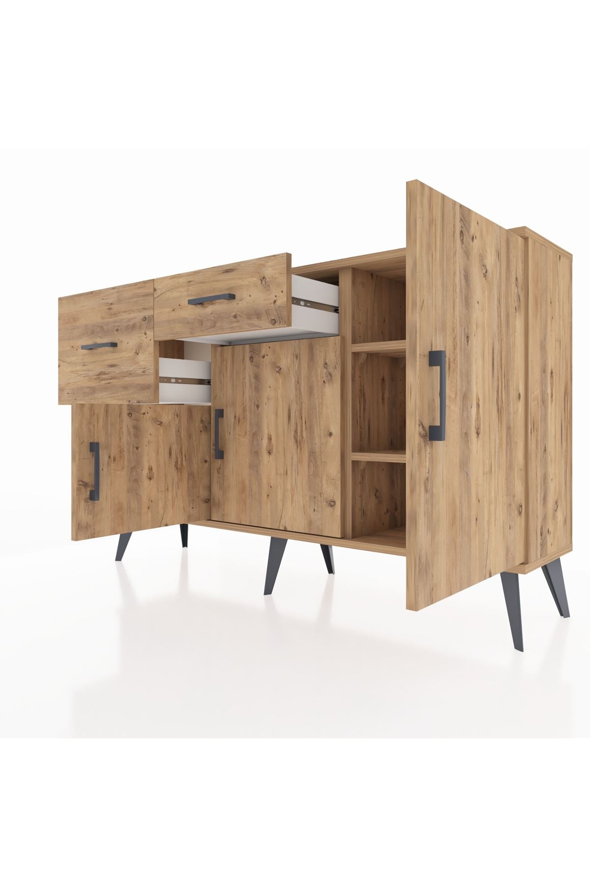 Arges Konsol 3 Raflı 2 Çekmeceli 3 Kapaklı 132x30x83 - S144M009V21A