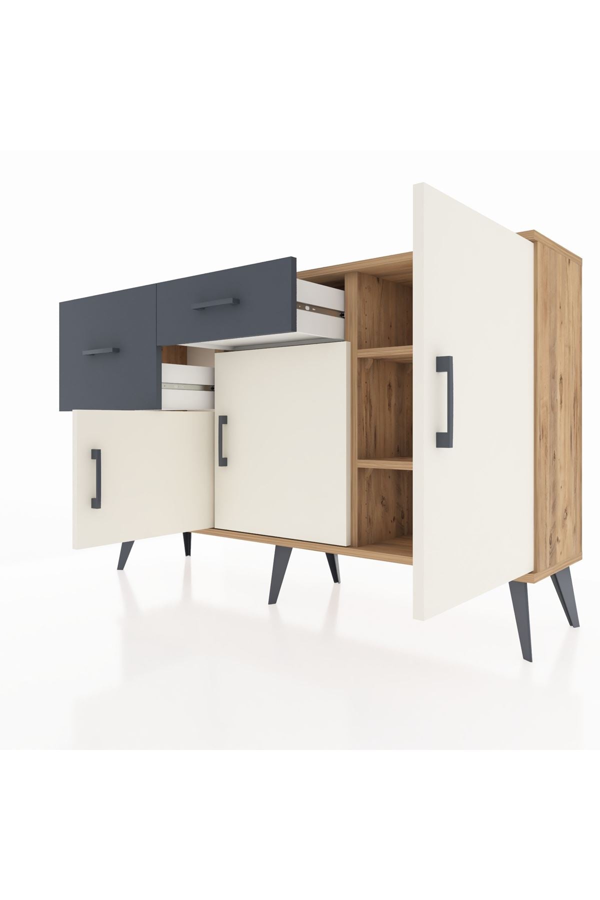 Arges Konsol 3 Raflı 2 Çekmeceli 3 Kapaklı 132x30x83 - S144M009V23A