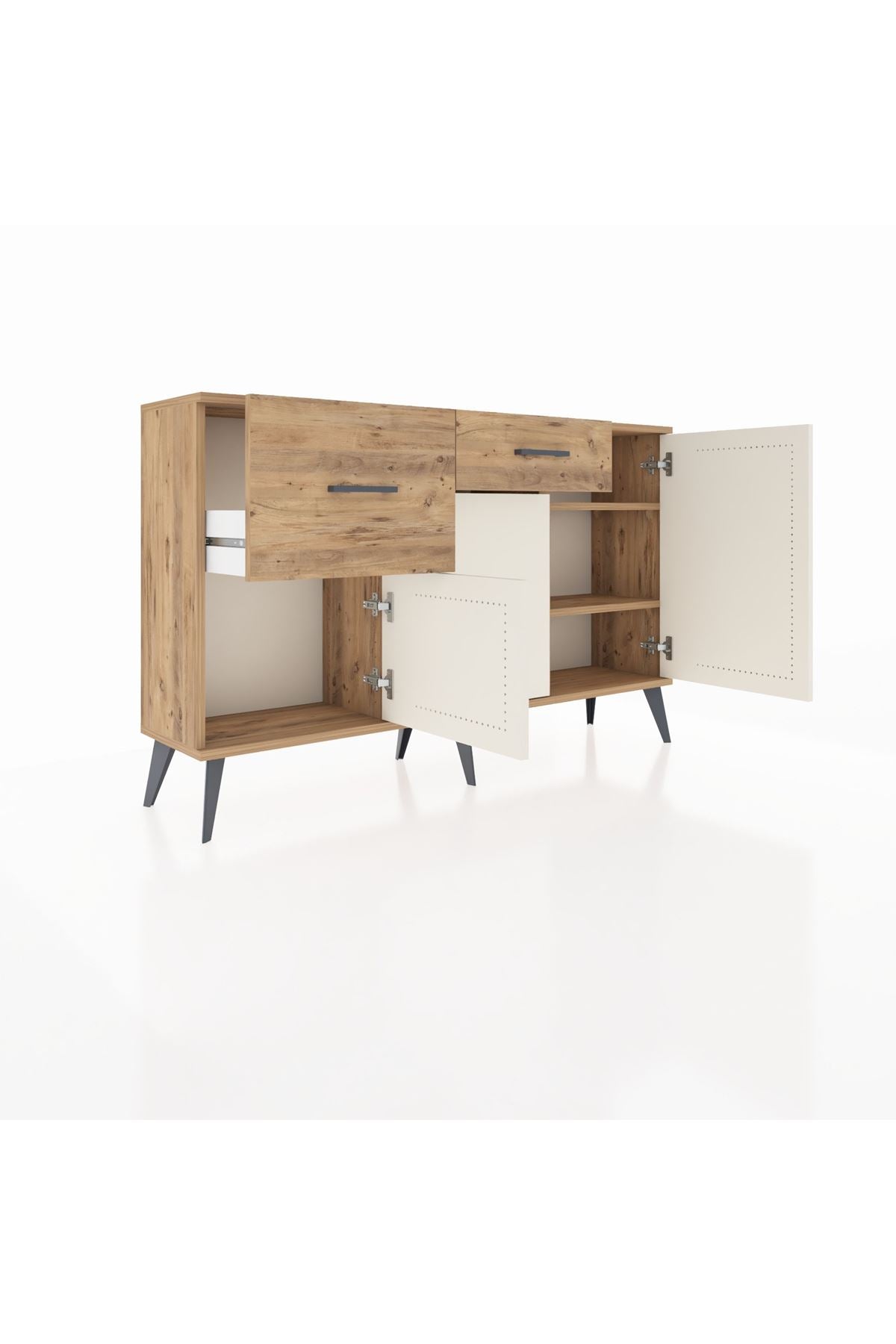 Arges Konsol 3 Raflı 2 Çekmeceli 3 Kapaklı 132x30x83 - S144M009V24A