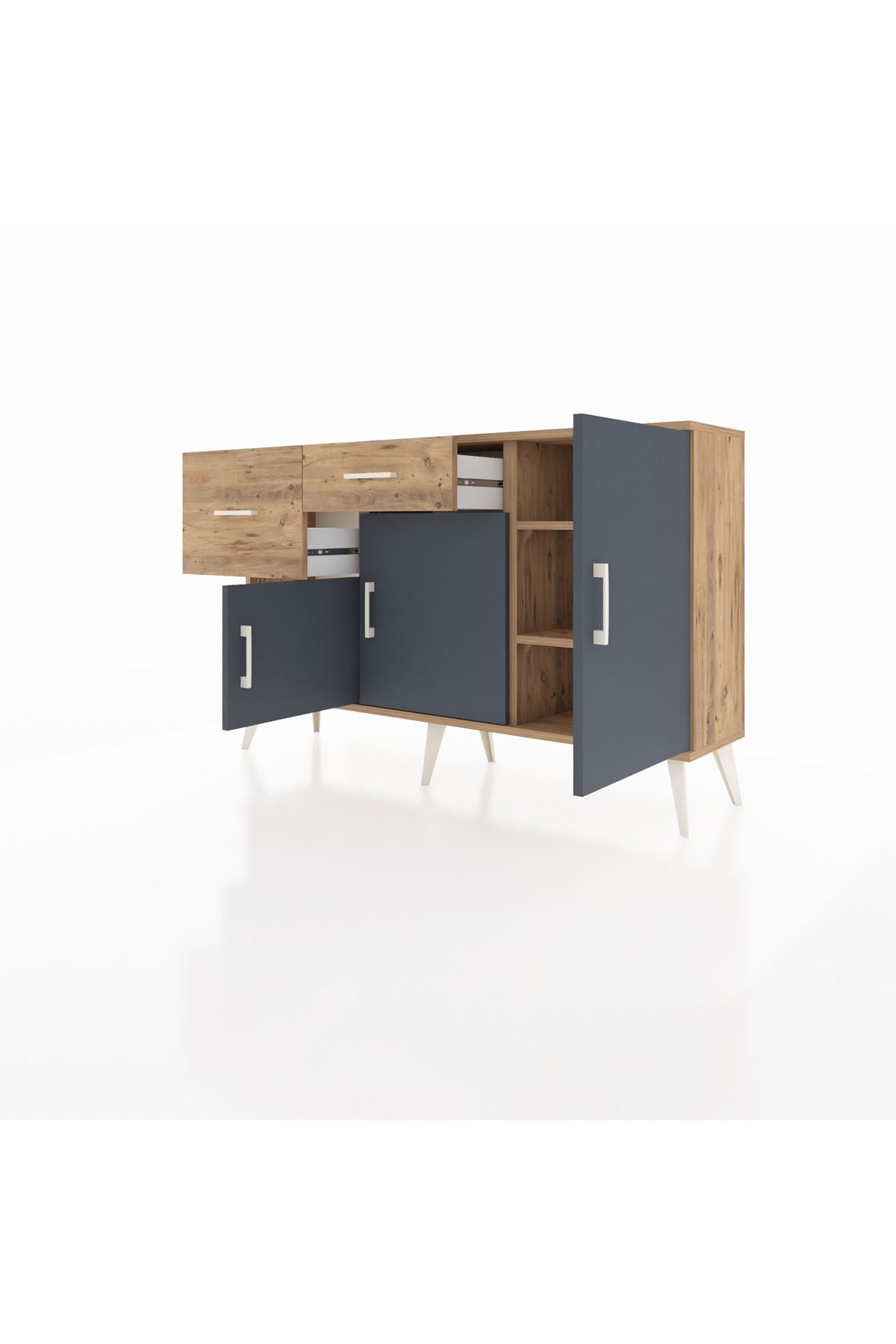 Arges Konsol 3 Raflı 2 Çekmeceli 3 Kapaklı 132x30x83 - S144M009V27A