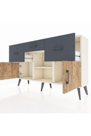 Arges Konsol Tek Raflı 3 Çekmeceli 3 Kapaklı 132x30x83 - S144M010V02A