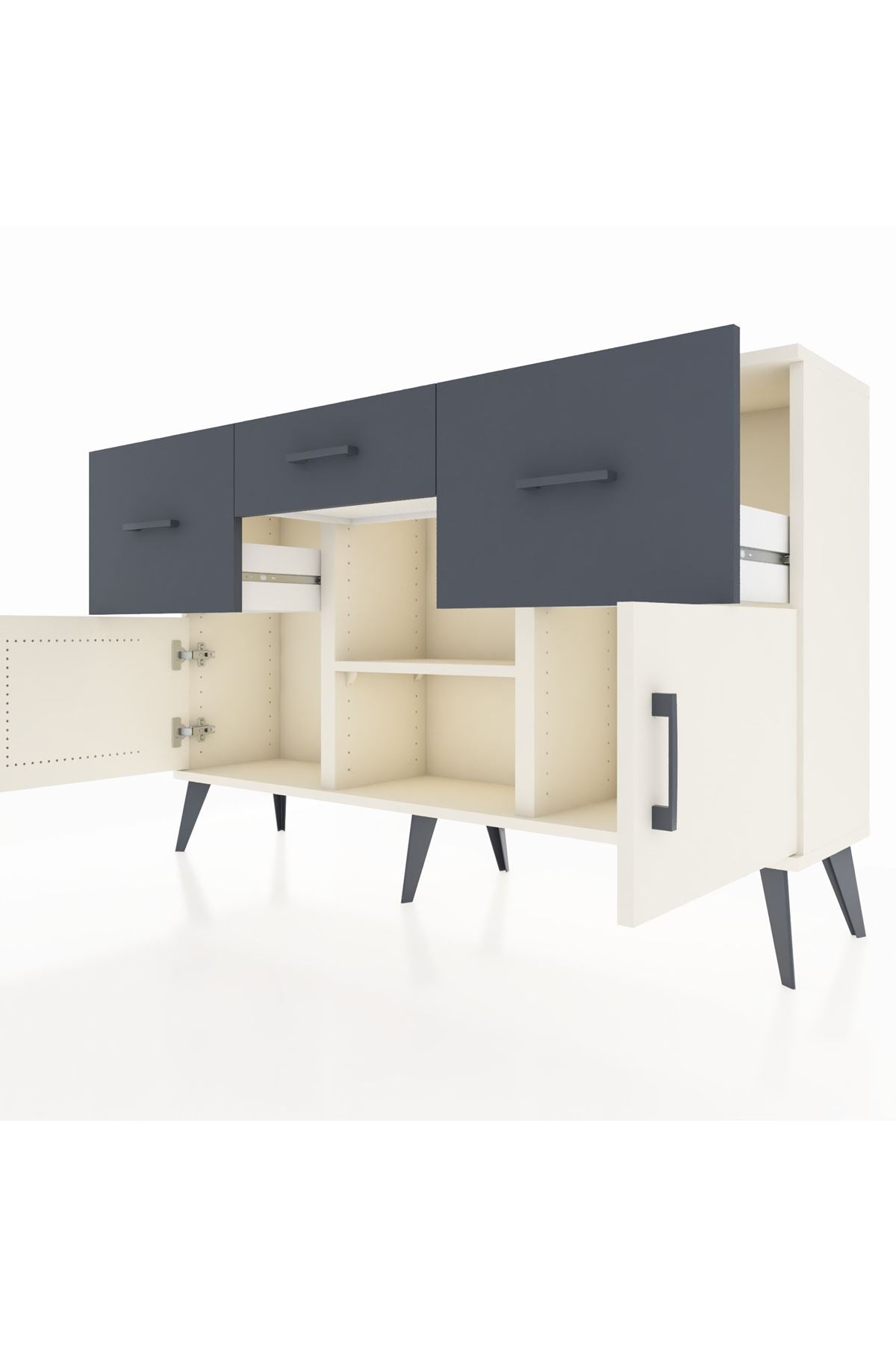 Arges Konsol Tek Raflı 3 Çekmeceli 3 Kapaklı 132x30x83 - S144M010V05A