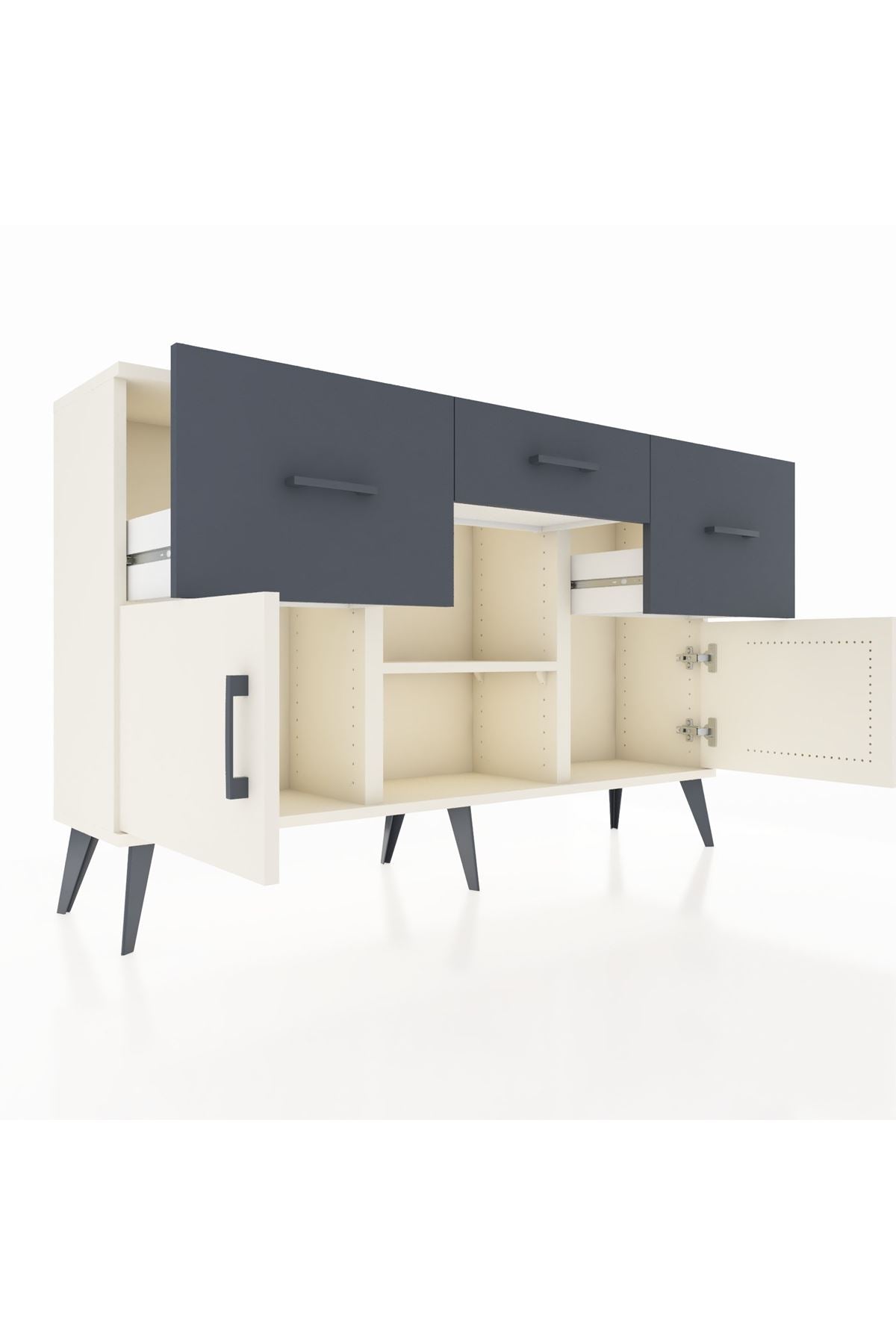 Arges Konsol Tek Raflı 3 Çekmeceli 3 Kapaklı 132x30x83 - S144M010V05A