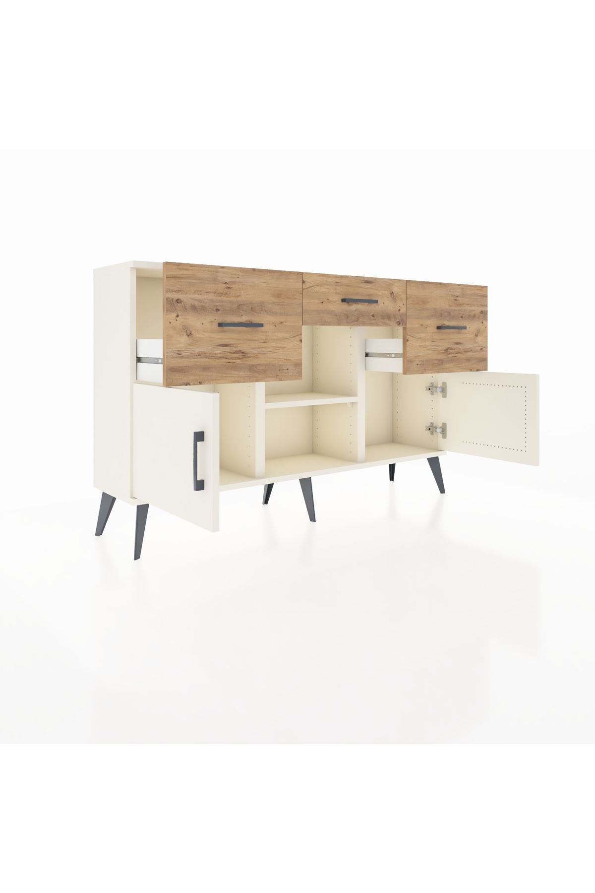 Arges Konsol Tek Raflı 3 Çekmeceli 3 Kapaklı 132x30x83 - S144M010V06A