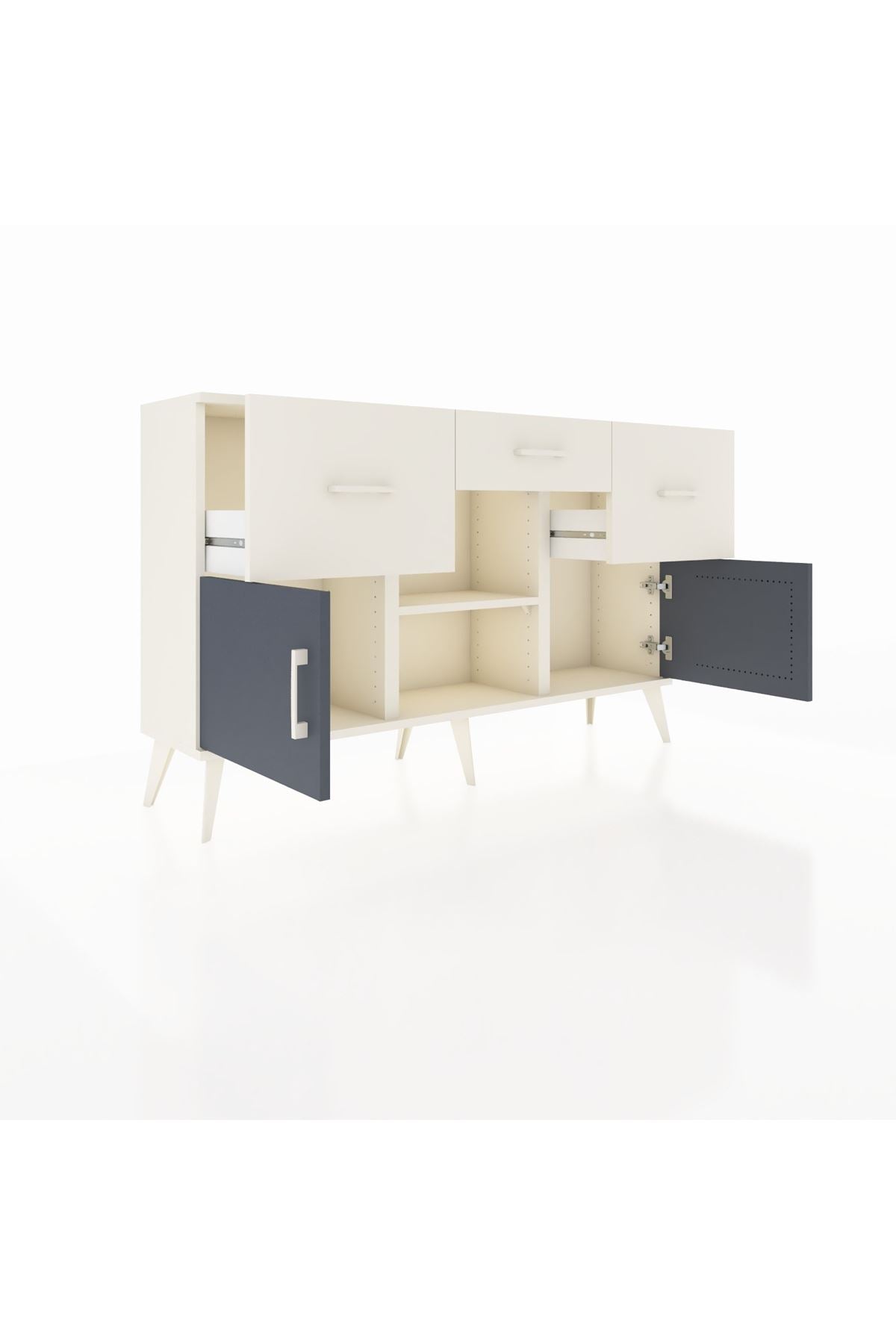 Arges Konsol Tek Raflı 3 Çekmeceli 3 Kapaklı 132x30x83 - S144M010V07A