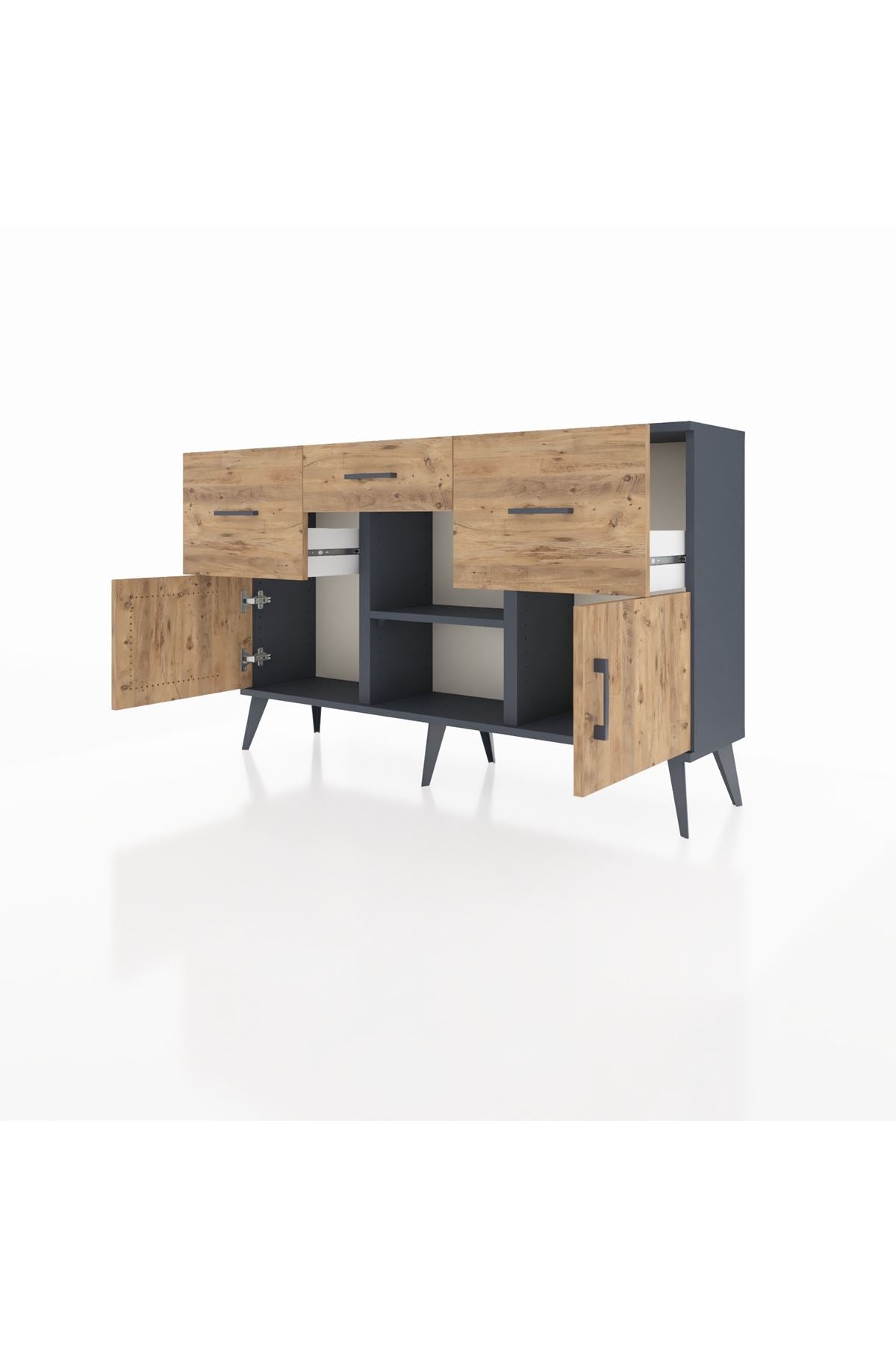 Arges Konsol Tek Raflı 3 Çekmeceli 3 Kapaklı 132x30x83 - S144M010V12A