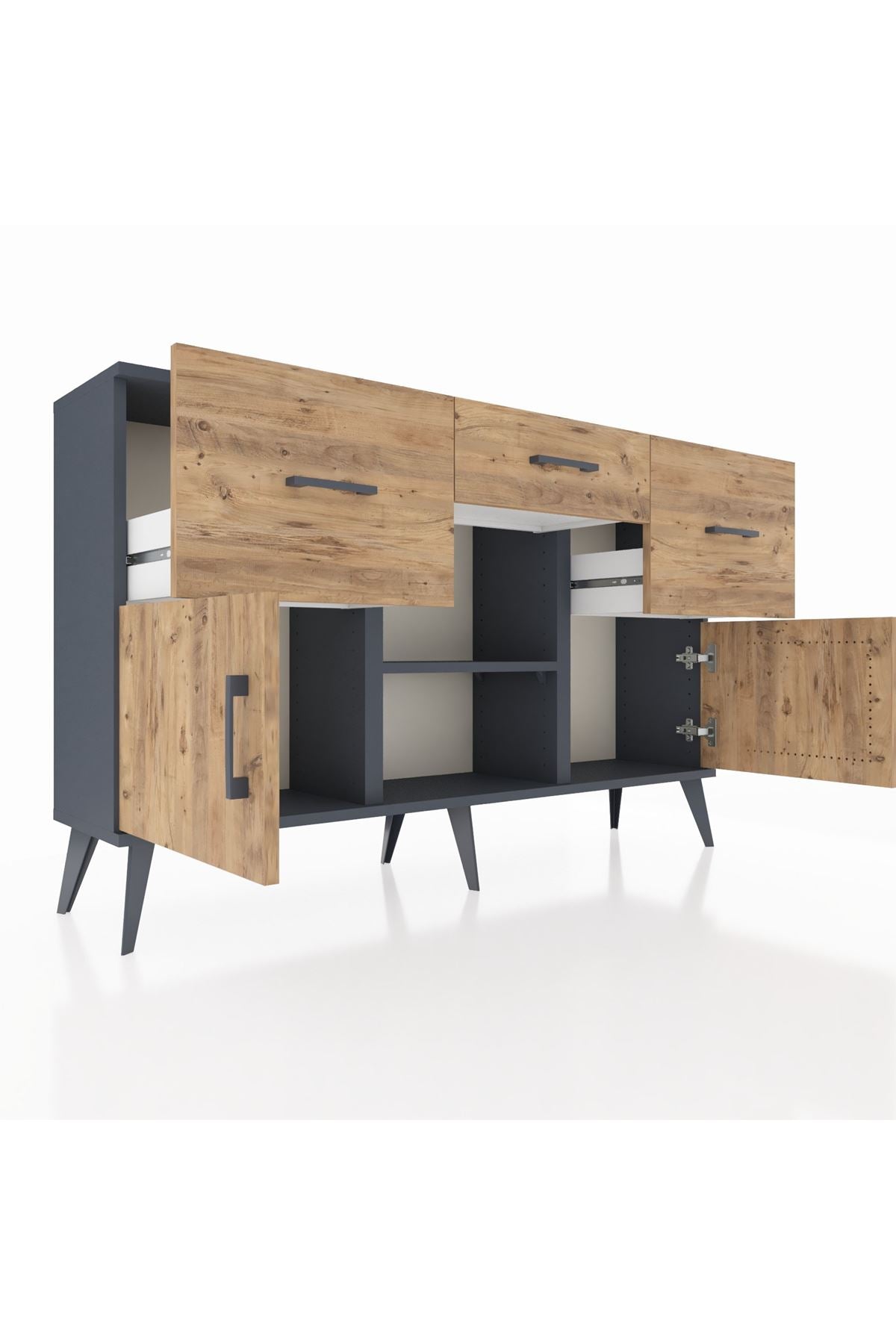 Arges Konsol Tek Raflı 3 Çekmeceli 3 Kapaklı 132x30x83 - S144M010V12A