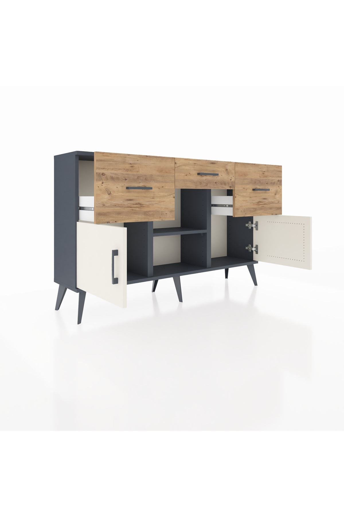 Arges Konsol Tek Raflı 3 Çekmeceli 3 Kapaklı 132x30x83 - S144M010V15A