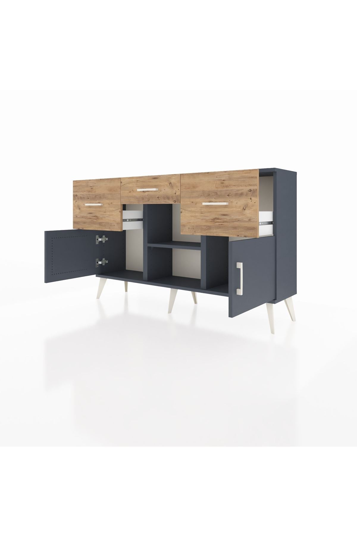 Arges Konsol Tek Raflı 3 Çekmeceli 3 Kapaklı 132x30x83 - S144M010V18A