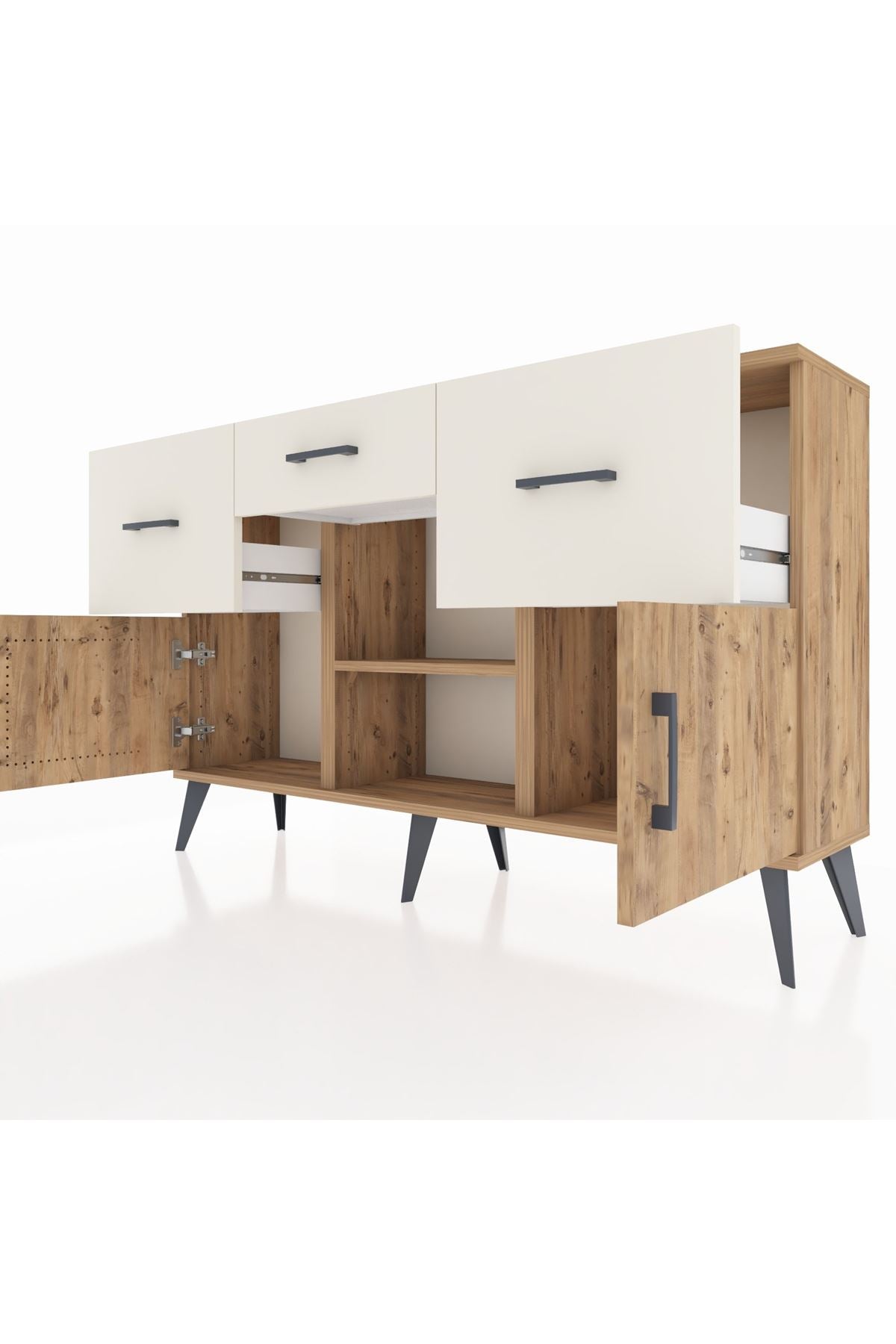 Arges Konsol Tek Raflı 3 Çekmeceli 3 Kapaklı 132x30x83 - S144M010V19A