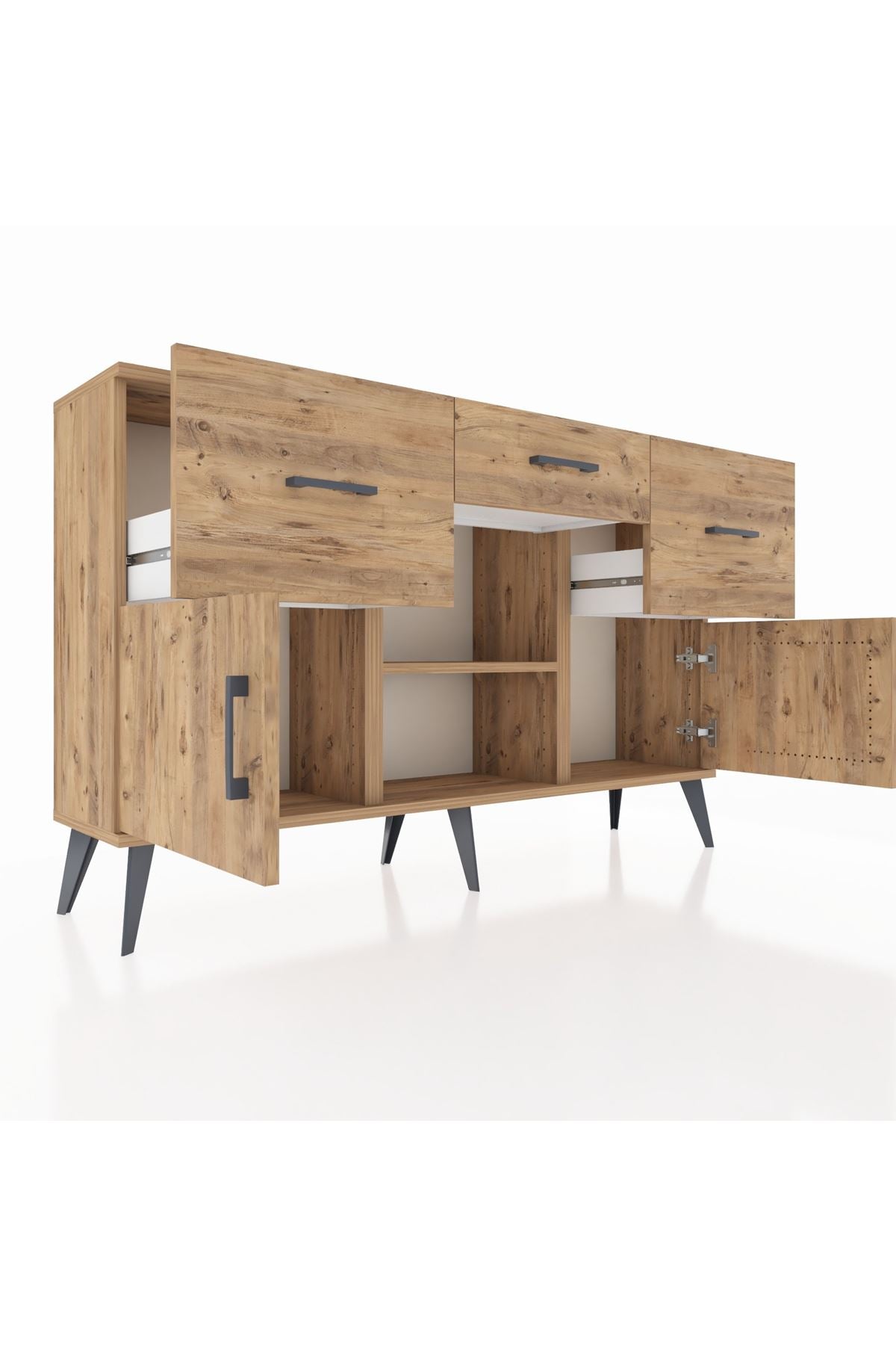 Arges Konsol Tek Raflı 3 Çekmeceli 3 Kapaklı 132x30x83 - S144M010V21A