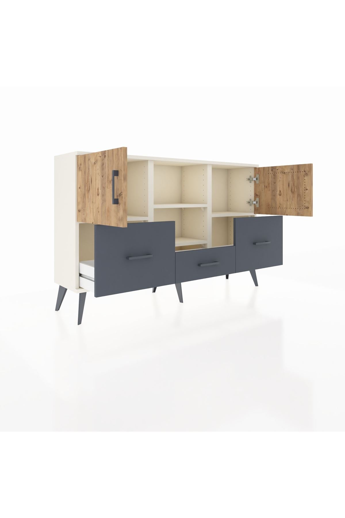 Arges Konsol 4 Raflı 3 Çekmeceli 3 Kapaklı 132x30x83 - S144M011V02A