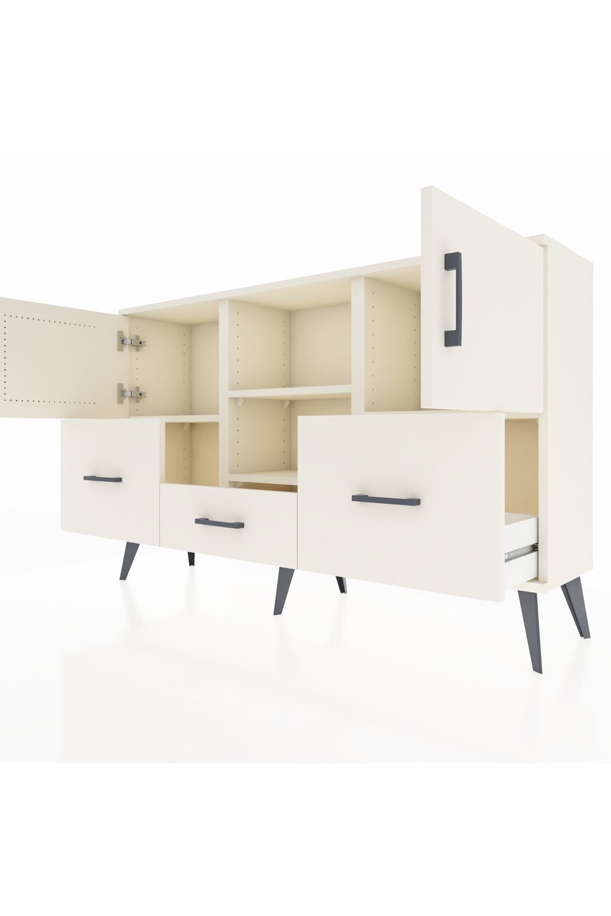 Arges Konsol 4 Raflı 3 Çekmeceli 3 Kapaklı 132x30x83 - S144M011V04A