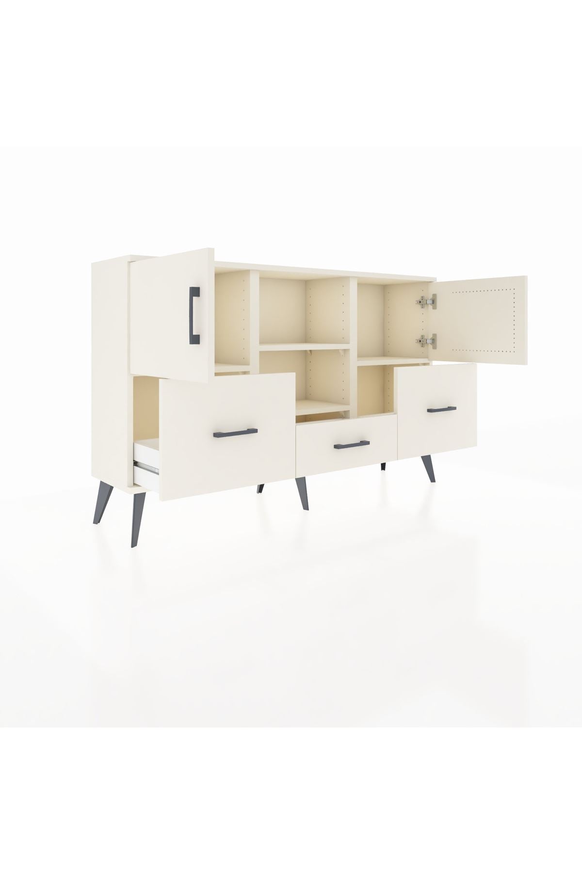 Arges Konsol 4 Raflı 3 Çekmeceli 3 Kapaklı 132x30x83 - S144M011V04A