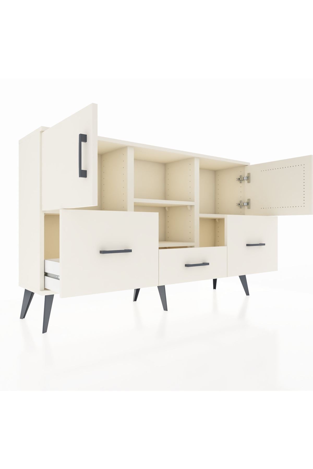 Arges Konsol 4 Raflı 3 Çekmeceli 3 Kapaklı 132x30x83 - S144M011V04A