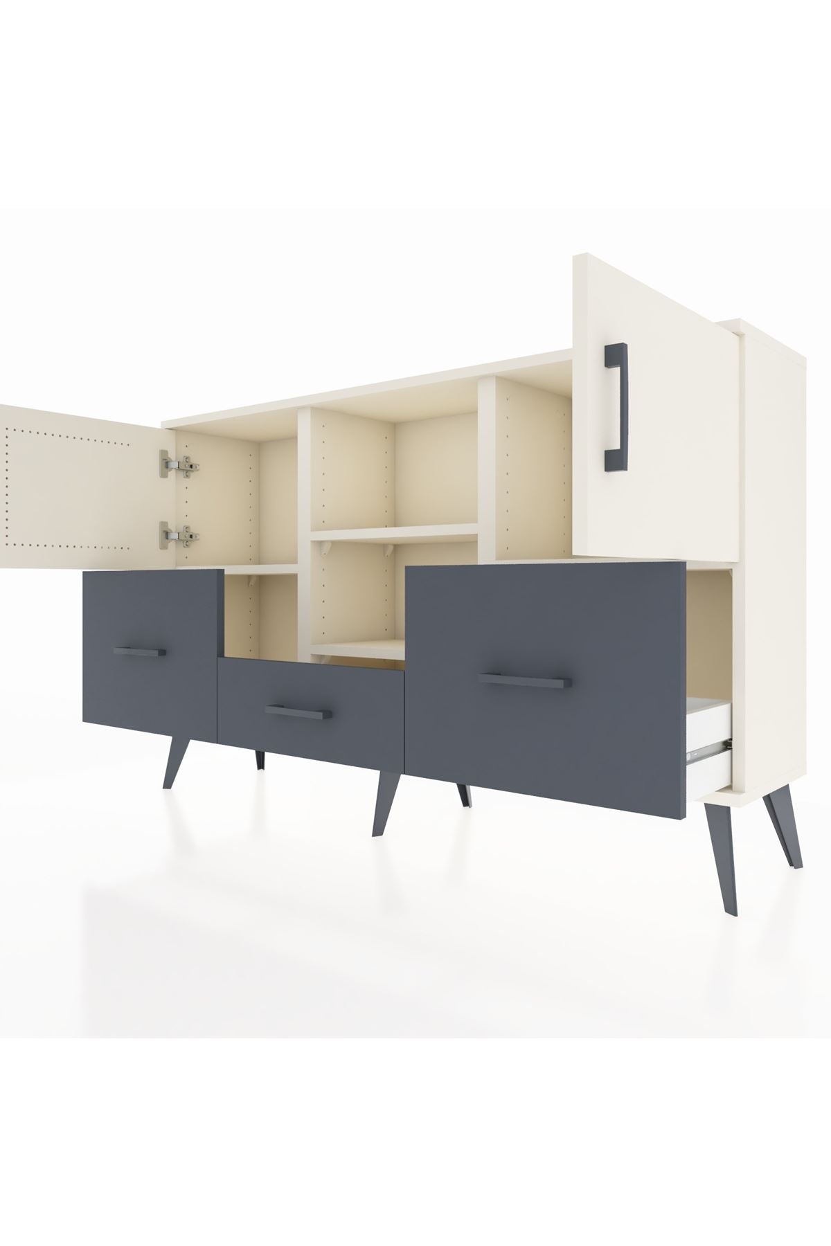 Arges Konsol 4 Raflı 3 Çekmeceli 3 Kapaklı 132x30x83 - S144M011V05A