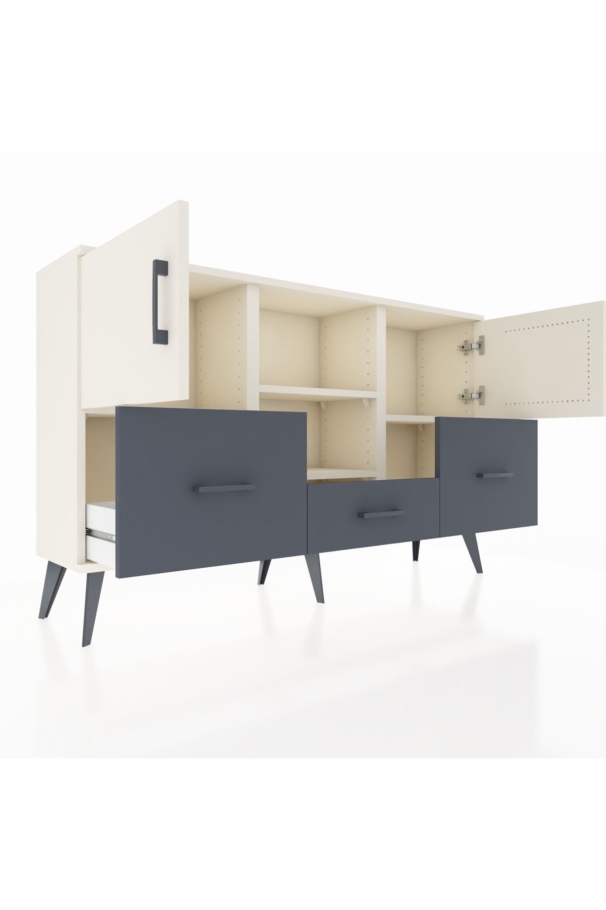 Arges Konsol 4 Raflı 3 Çekmeceli 3 Kapaklı 132x30x83 - S144M011V05A