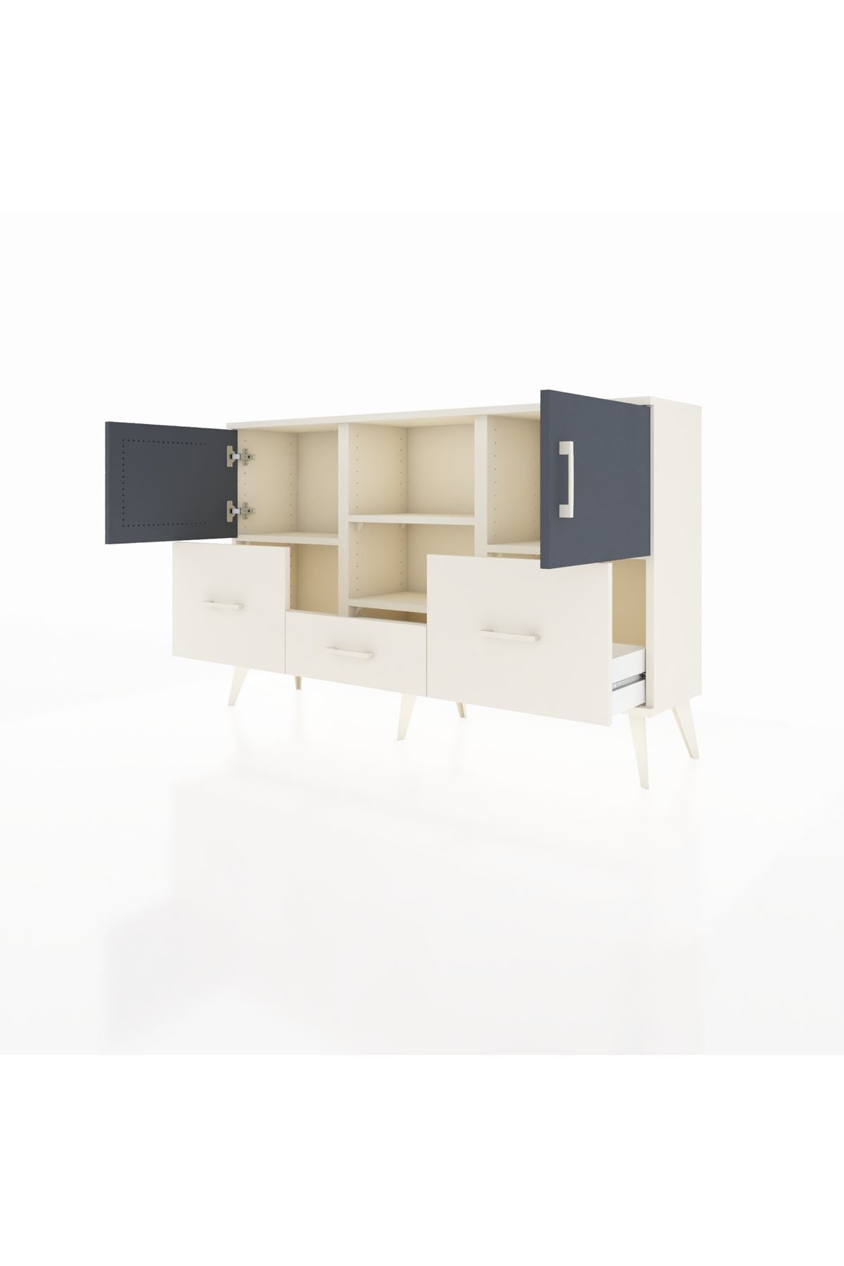 Arges Konsol 4 Raflı 3 Çekmeceli 3 Kapaklı 132x30x83 - S144M011V07A