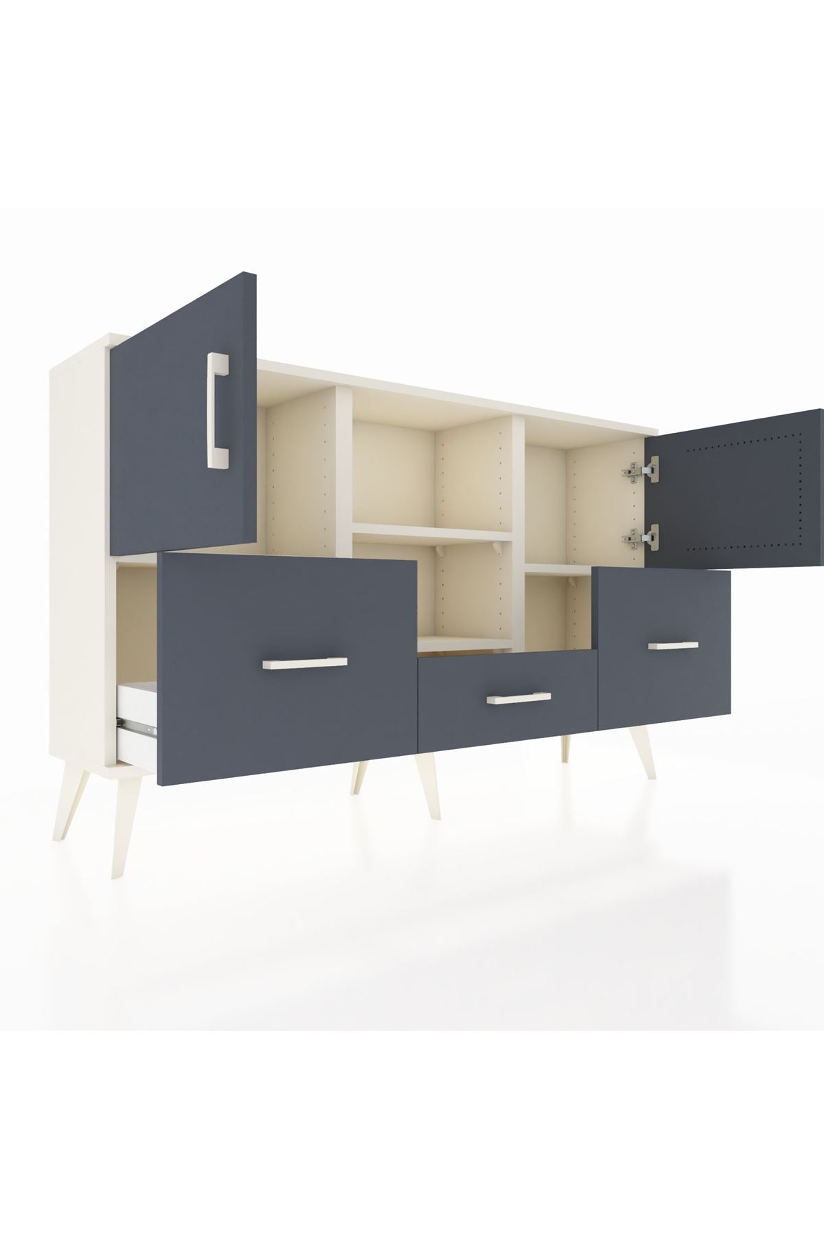 Arges Konsol 4 Raflı 3 Çekmeceli 3 Kapaklı 132x30x83 - S144M011V08A