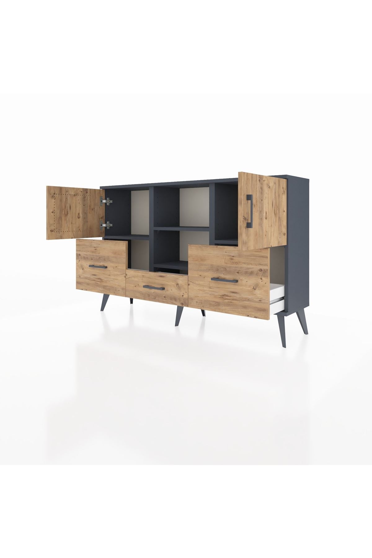 Arges Konsol 4 Raflı 3 Çekmeceli 3 Kapaklı 132x30x83 - S144M011V12A