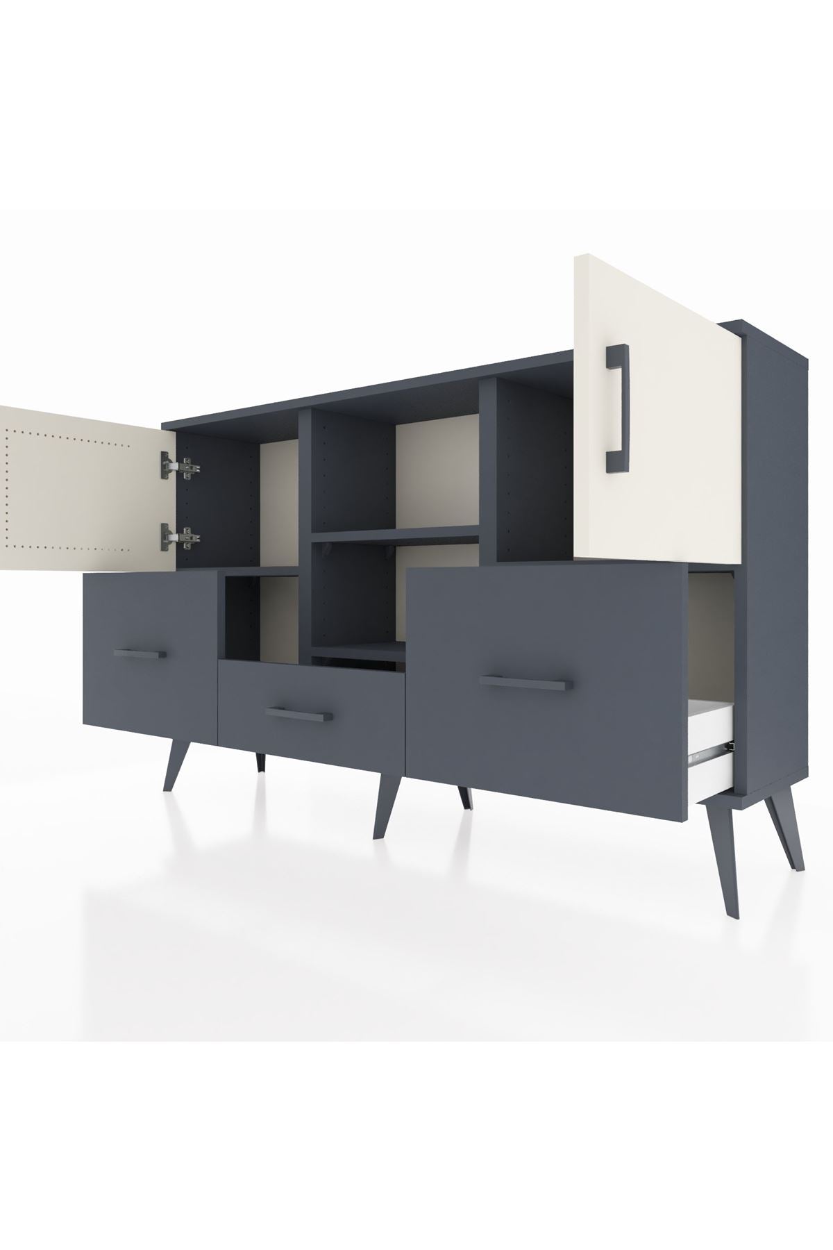 Arges Konsol 4 Raflı 3 Çekmeceli 3 Kapaklı 132x30x83 - S144M011V14A