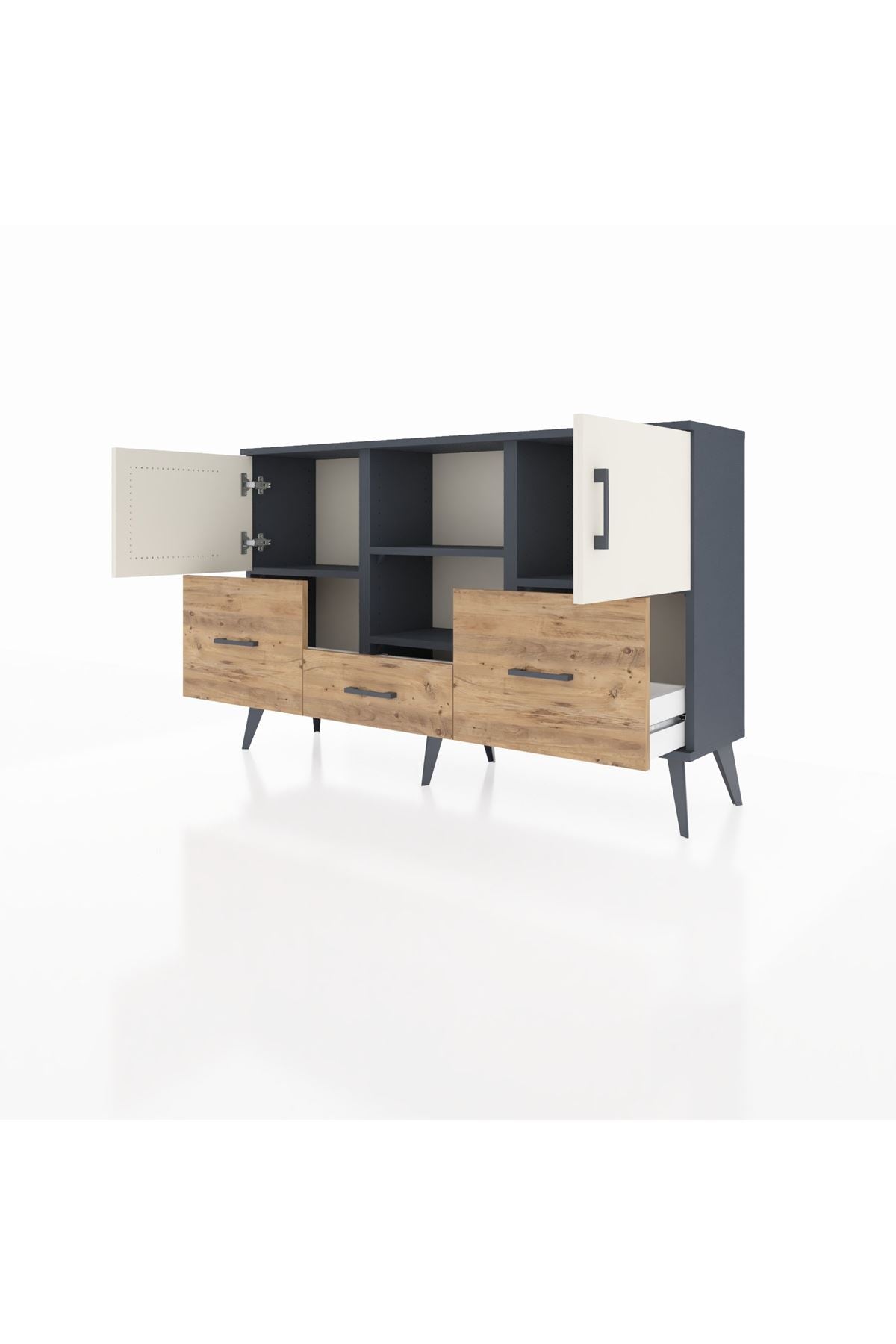 Arges Konsol 4 Raflı 3 Çekmeceli 3 Kapaklı 132x30x83 - S144M011V15A