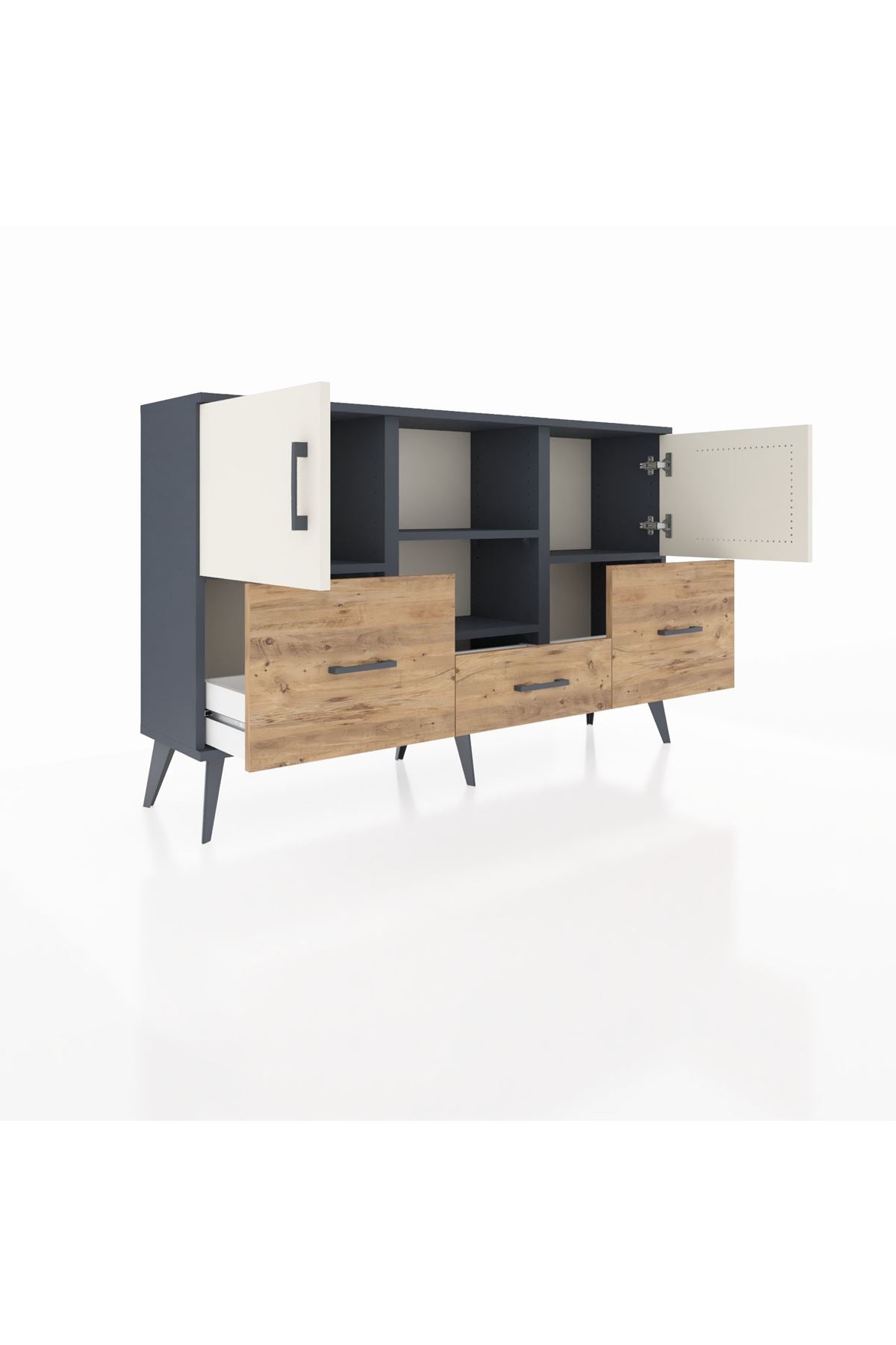 Arges Konsol 4 Raflı 3 Çekmeceli 3 Kapaklı 132x30x83 - S144M011V15A