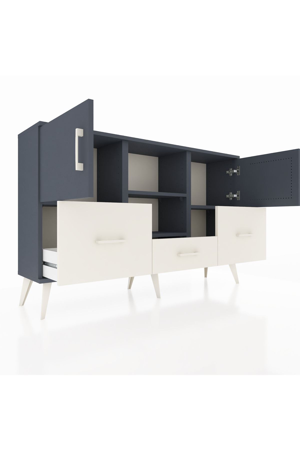 Arges Konsol 4 Raflı 3 Çekmeceli 3 Kapaklı 132x30x83 - S144M011V16A