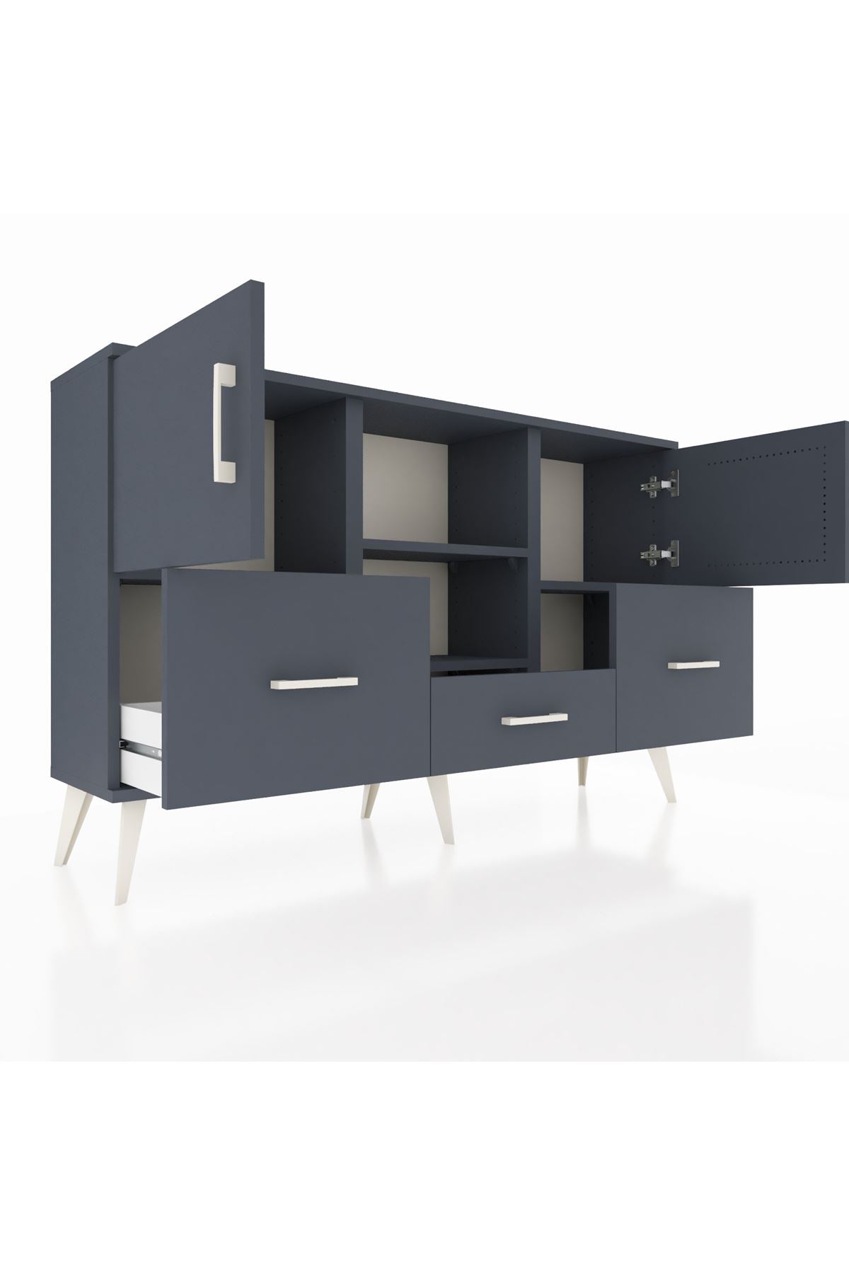 Arges Konsol 4 Raflı 3 Çekmeceli 3 Kapaklı 132x30x83 - S144M011V17A
