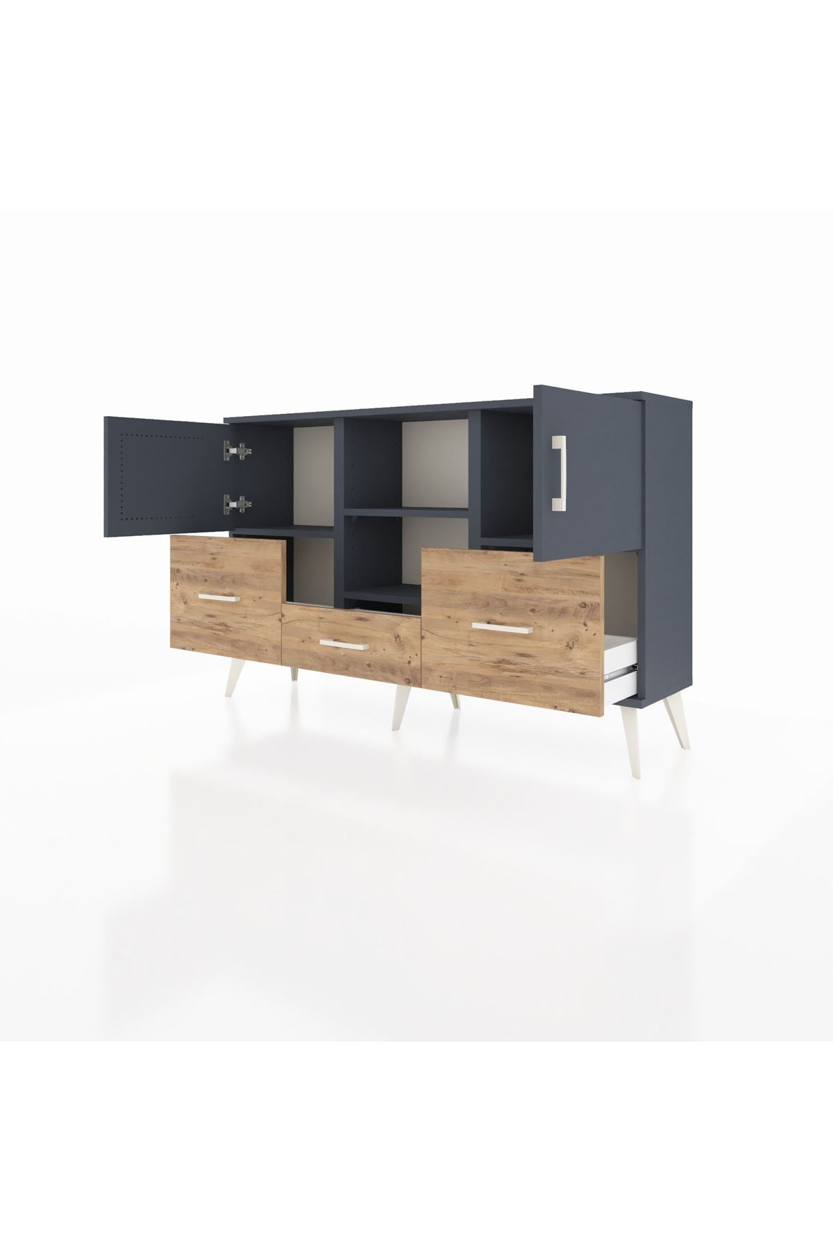 Arges Konsol 4 Raflı 3 Çekmeceli 3 Kapaklı 132x30x83 - S144M011V18A