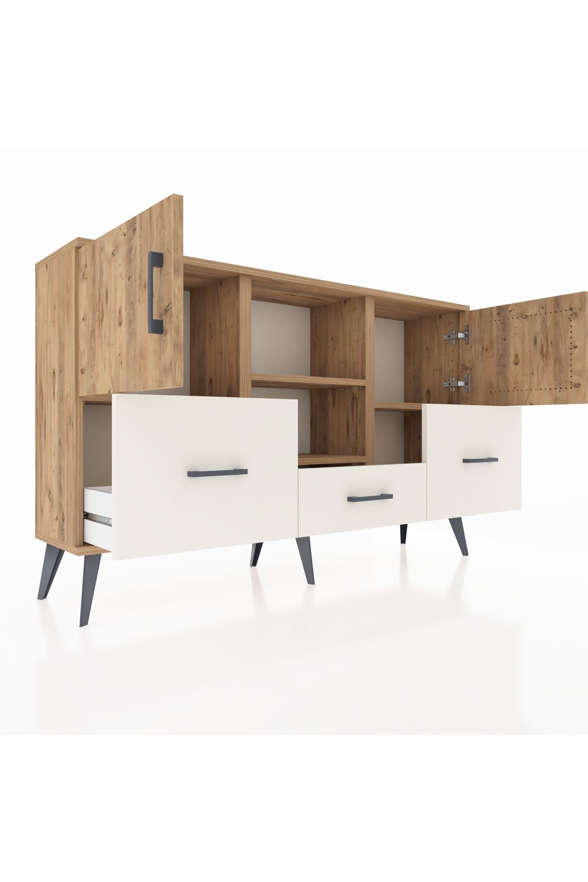 Arges Konsol 4 Raflı 3 Çekmeceli 3 Kapaklı 132x30x83 - S144M011V19A