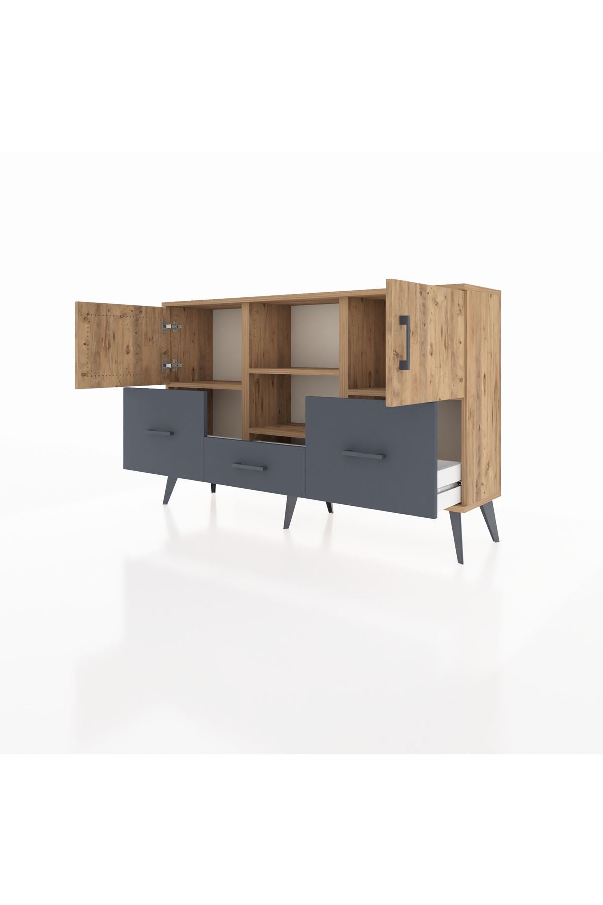 Arges Konsol 4 Raflı 3 Çekmeceli 3 Kapaklı 132x30x83 - S144M011V20A
