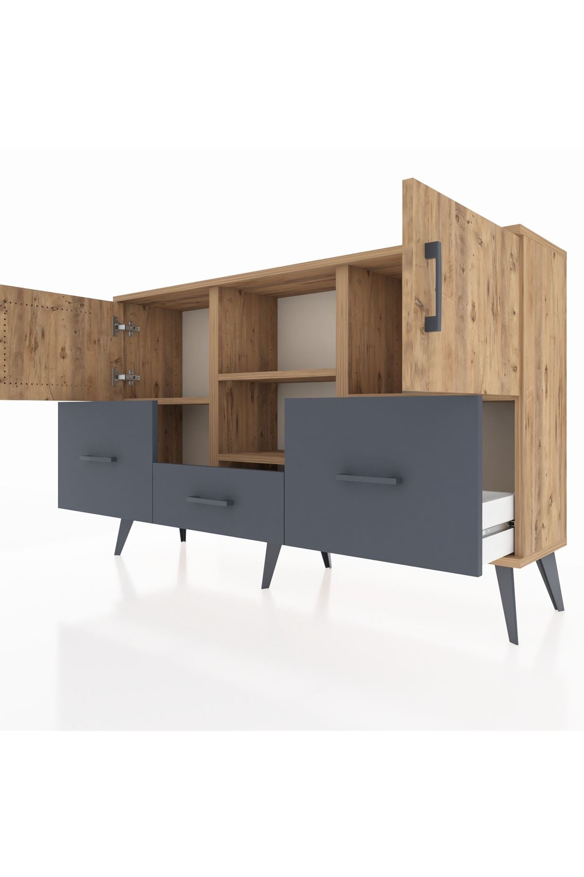 Arges Konsol 4 Raflı 3 Çekmeceli 3 Kapaklı 132x30x83 - S144M011V20A