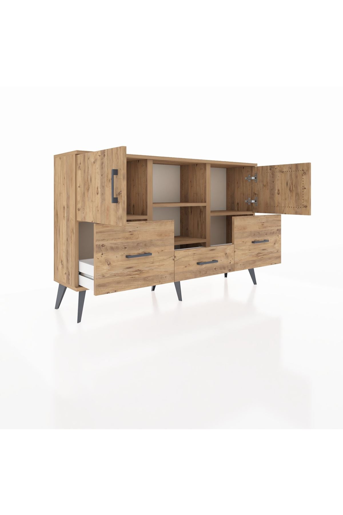Arges Konsol 4 Raflı 3 Çekmeceli 3 Kapaklı 132x30x83 - S144M011V21A